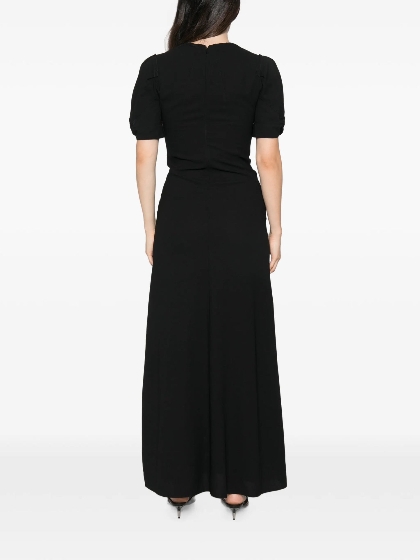 cut-out puff-sleeve dress