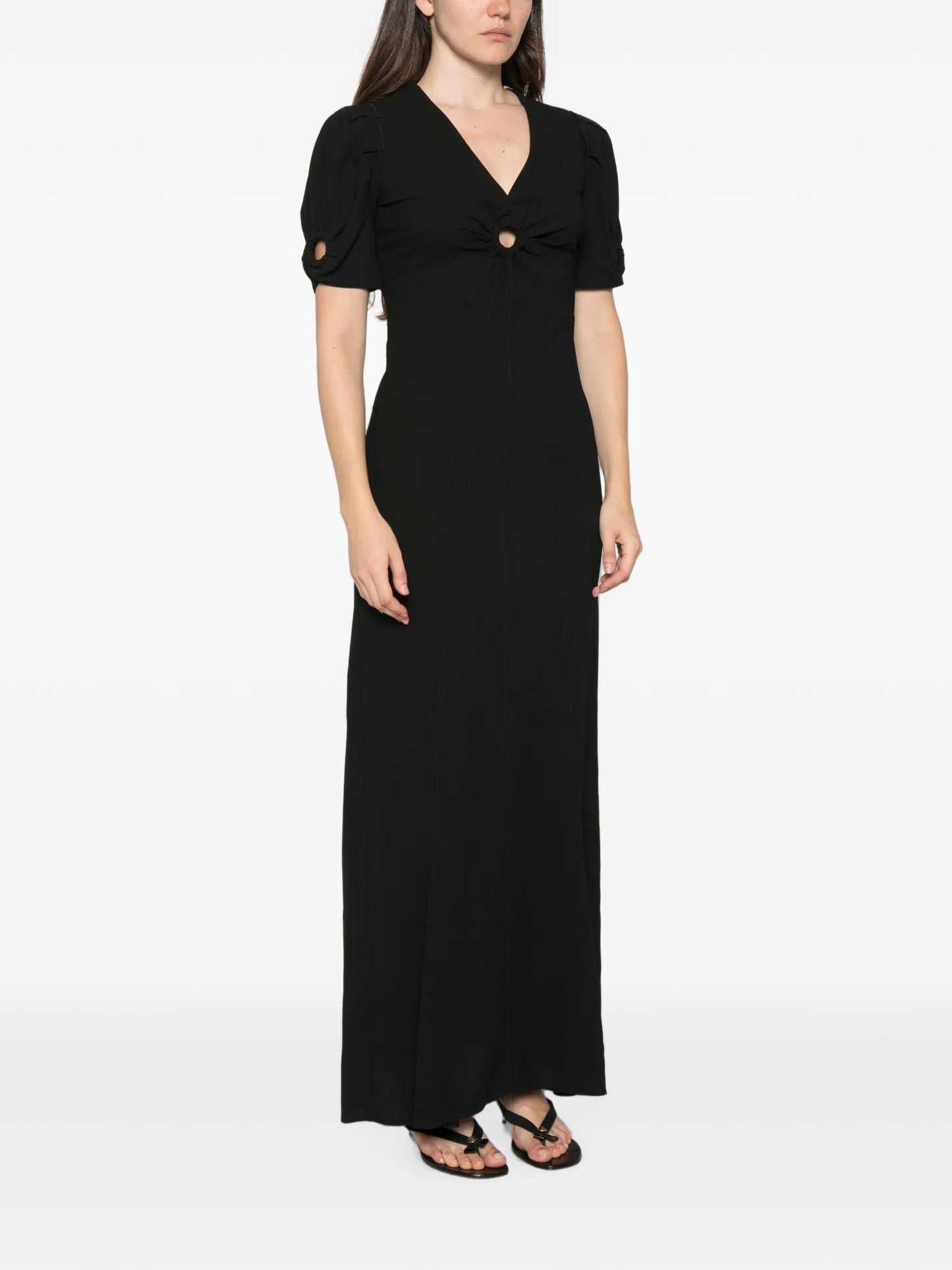 cut-out puff-sleeve dress