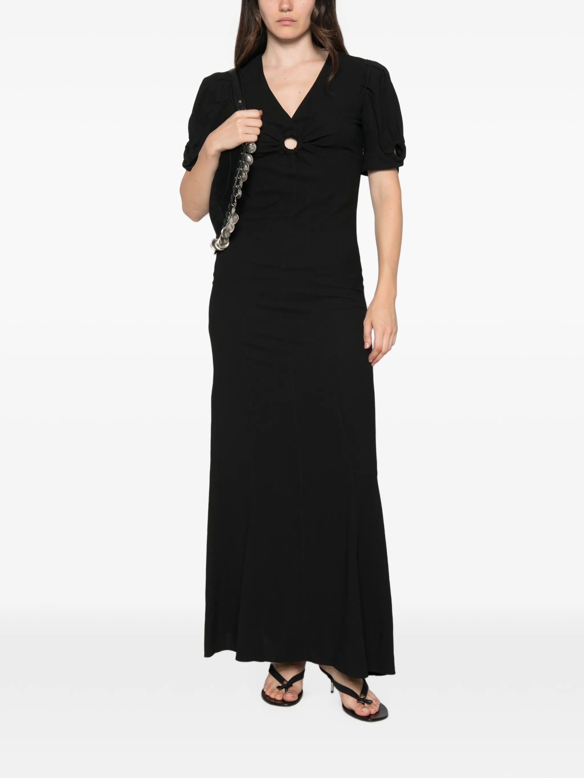 cut-out puff-sleeve dress