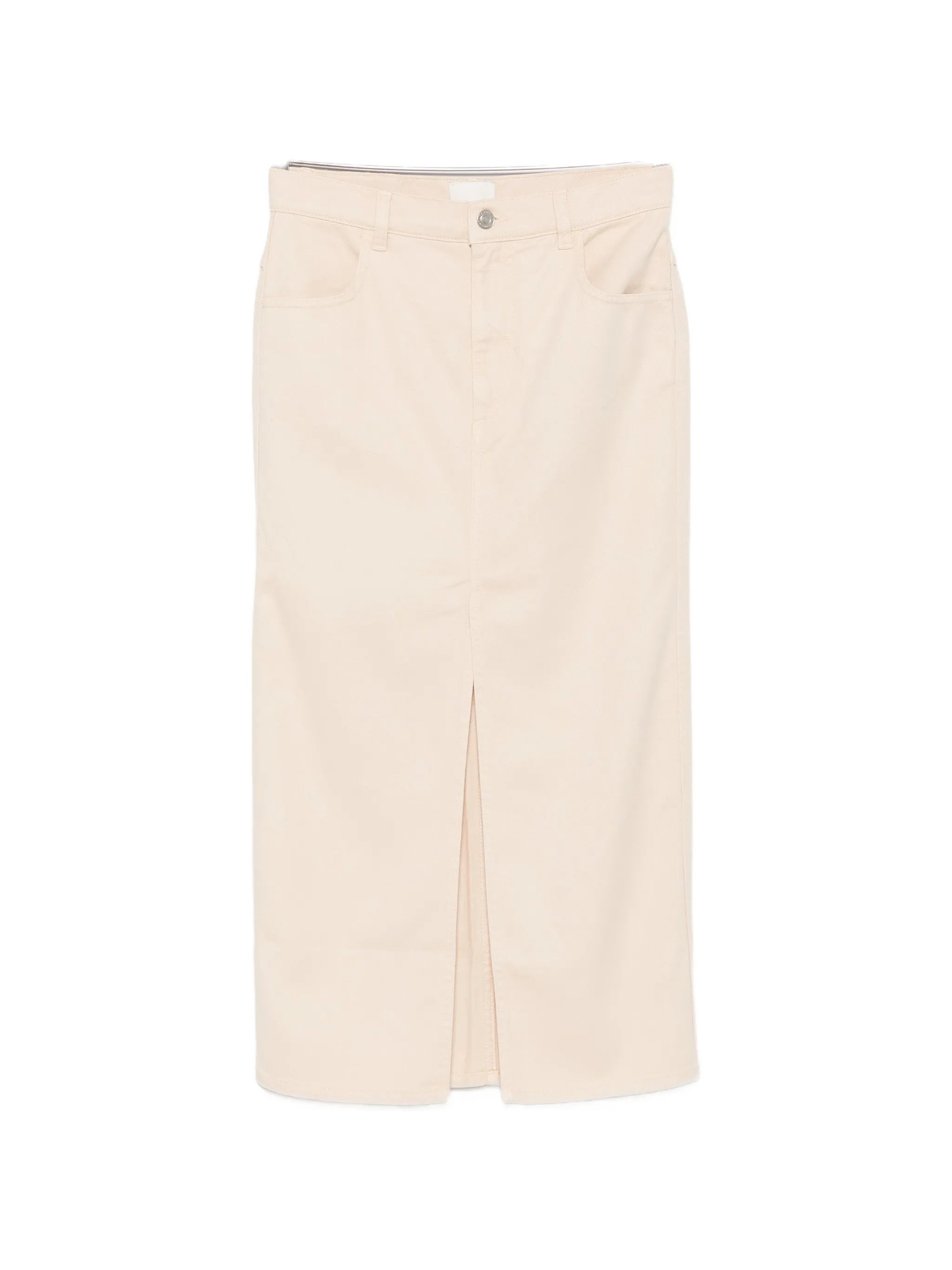 Faharia front-slit logo-patch midi skirt