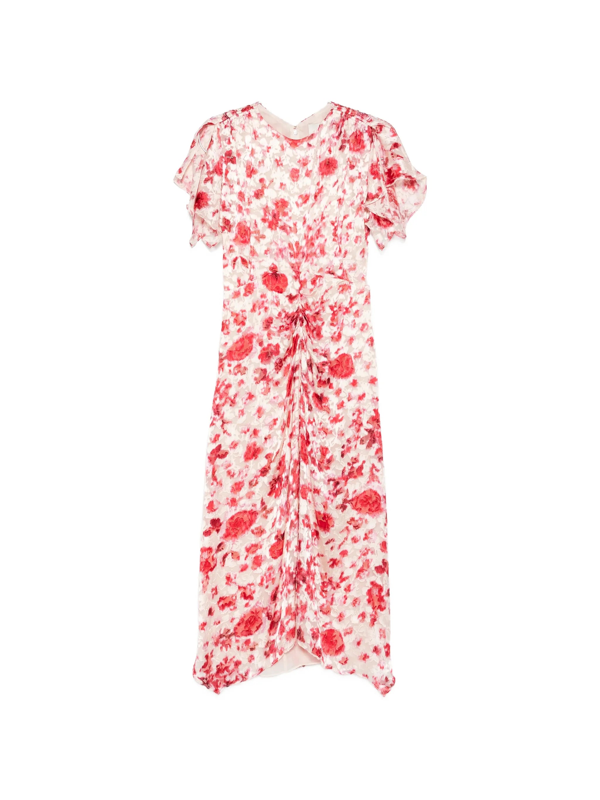 Herva floral-print ruched asymmetric midi dress