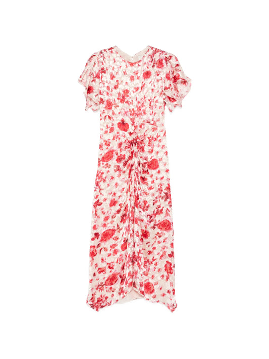 Herva floral-print ruched asymmetric midi dress