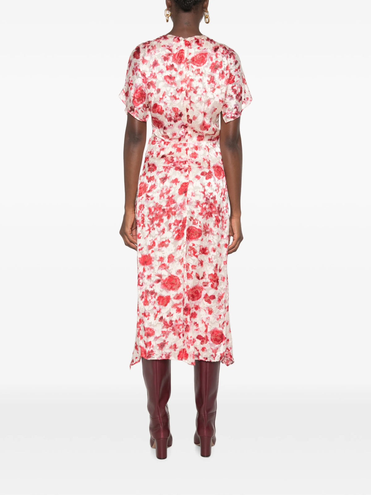 Herva floral-print ruched asymmetric midi dress
