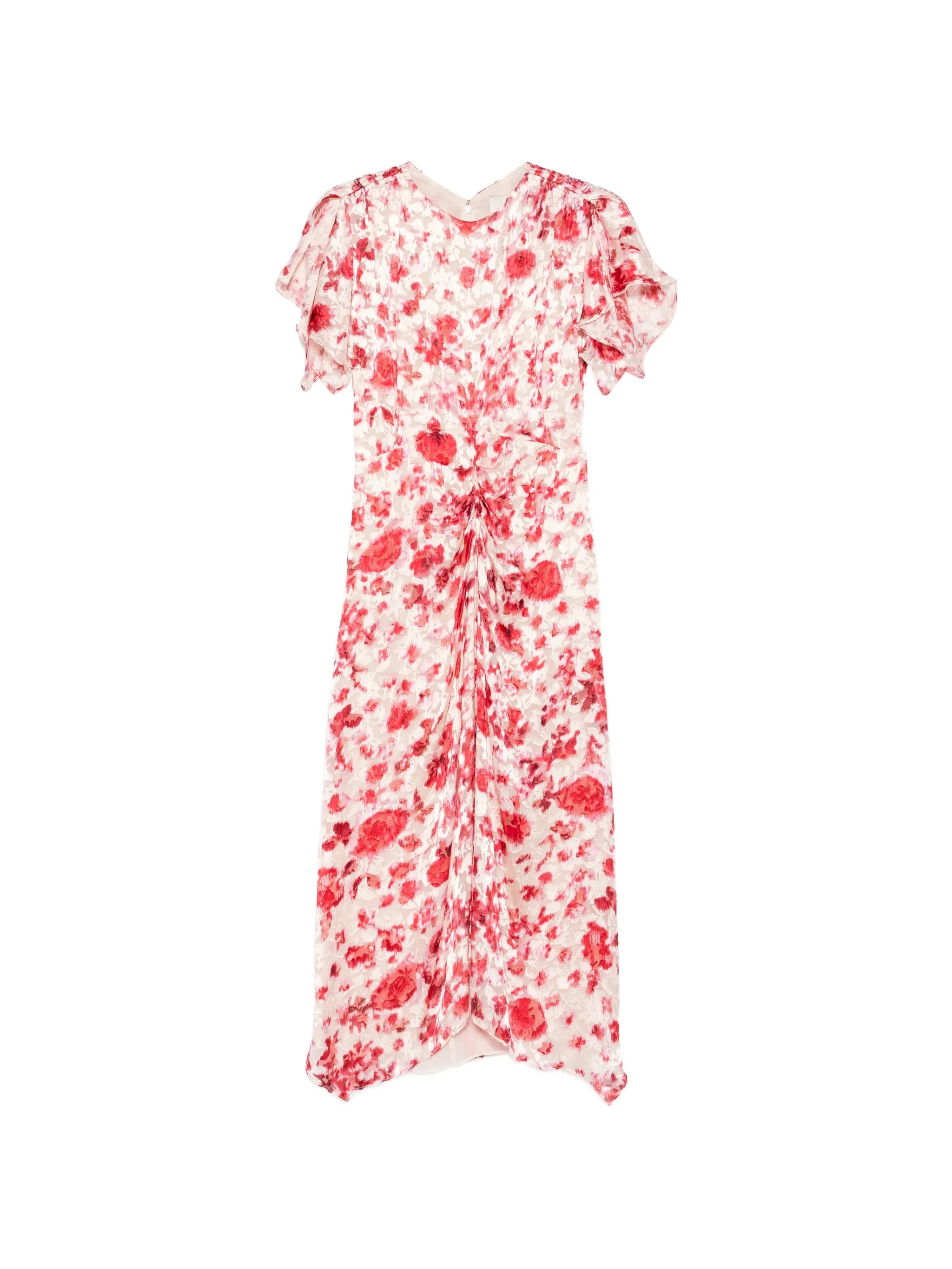 Herva floral-print ruched asymmetric midi dress