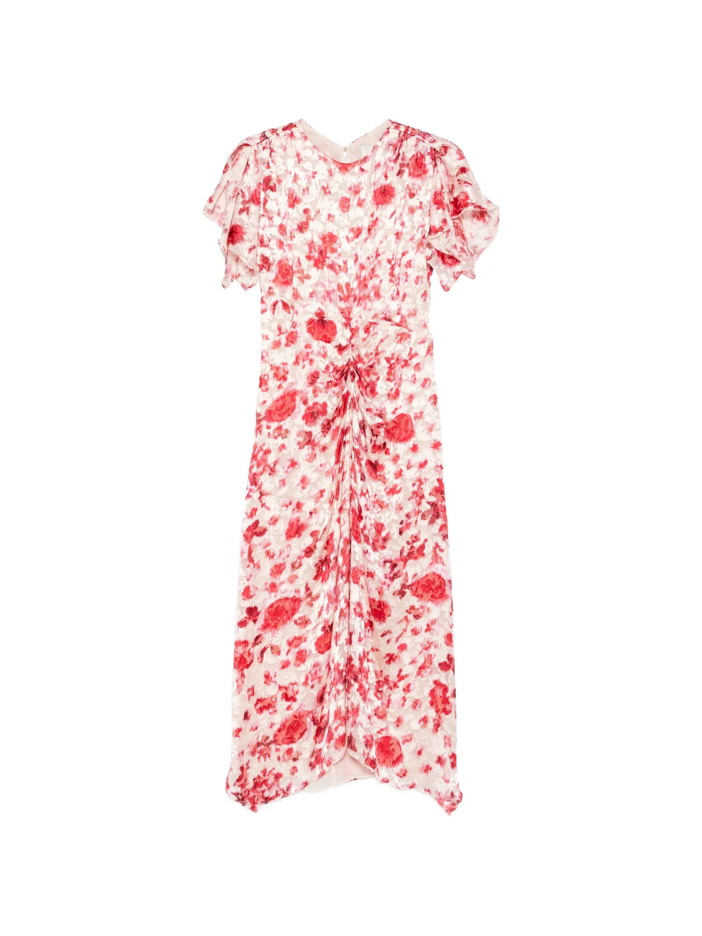 Herva floral-print ruched asymmetric midi dress