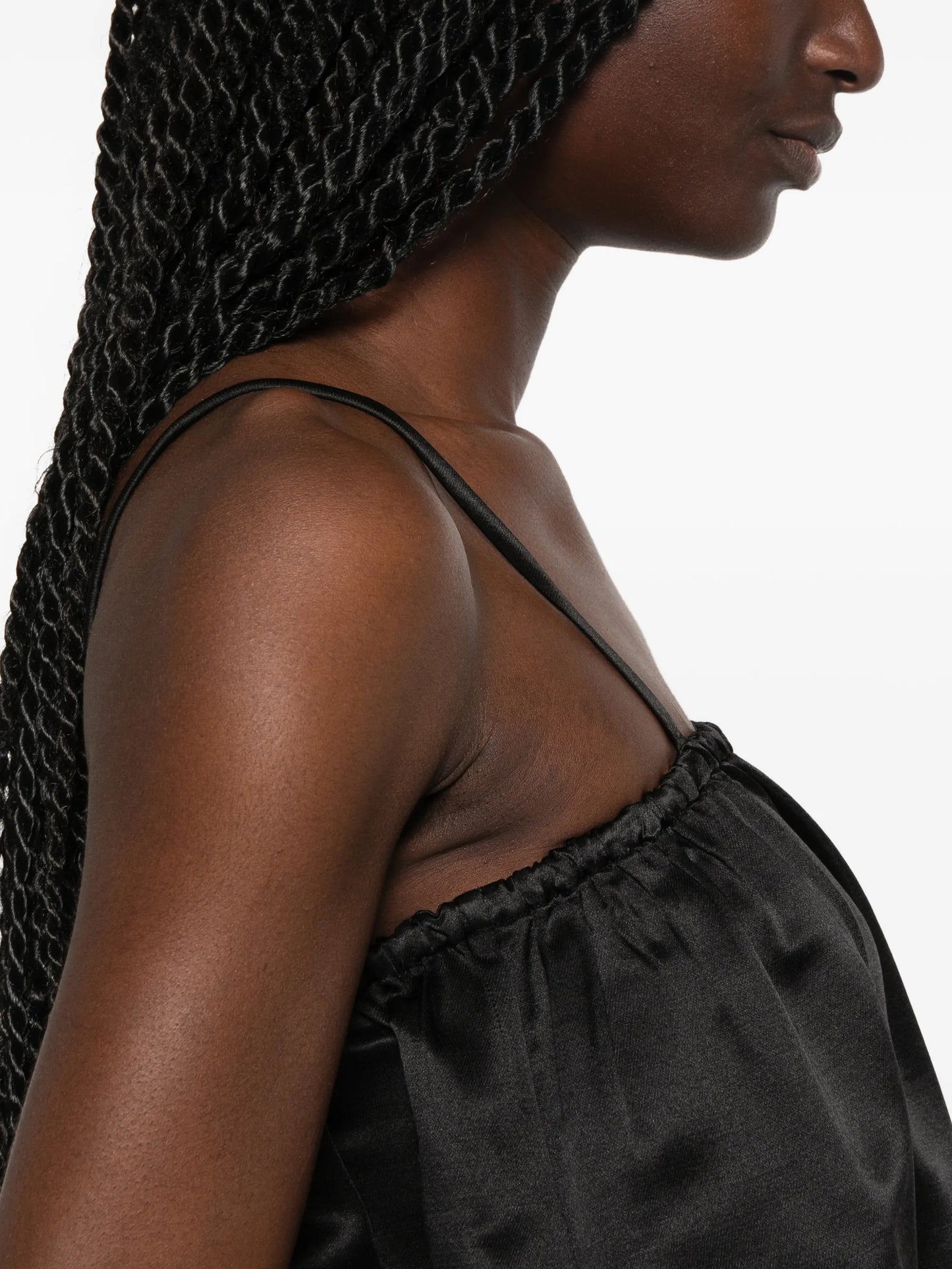 gathered spaghetti-strap blouse