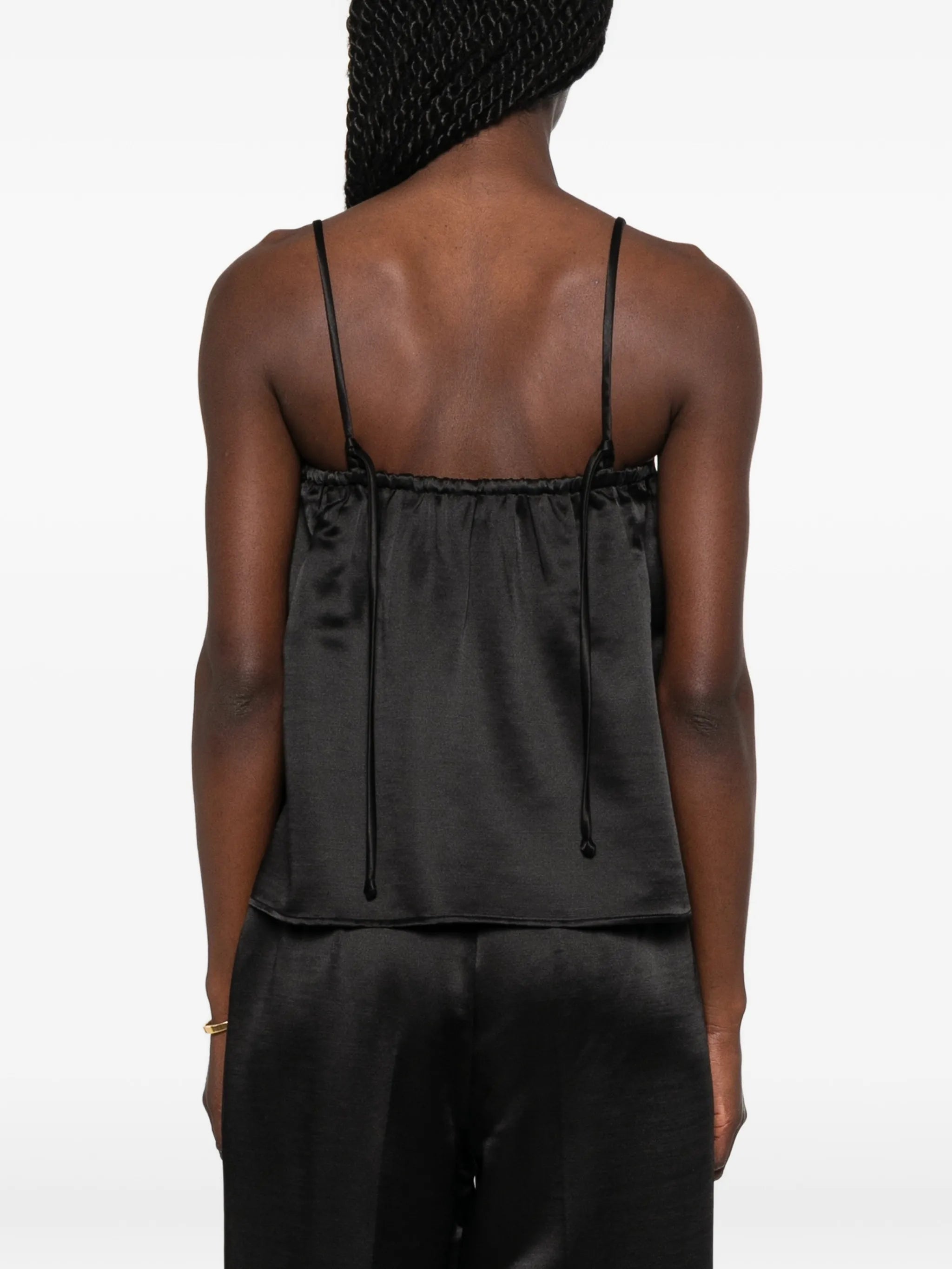 gathered spaghetti-strap blouse