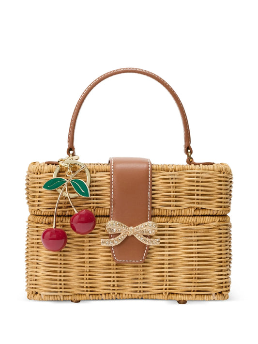 bow-detail cherry-charm tote bag