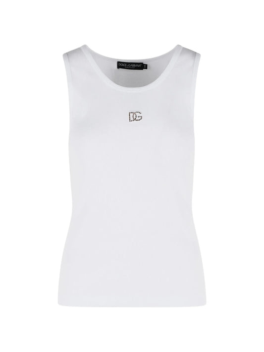 ribbed logo tank top