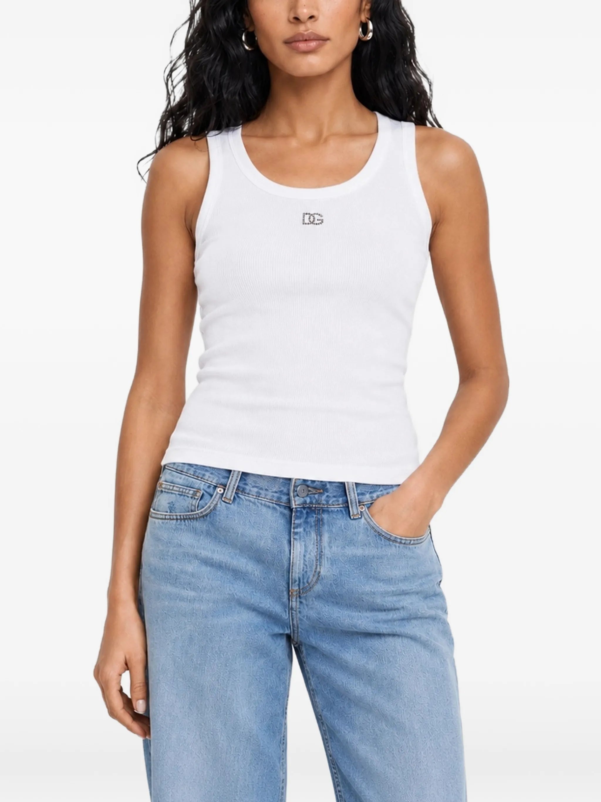 ribbed logo tank top