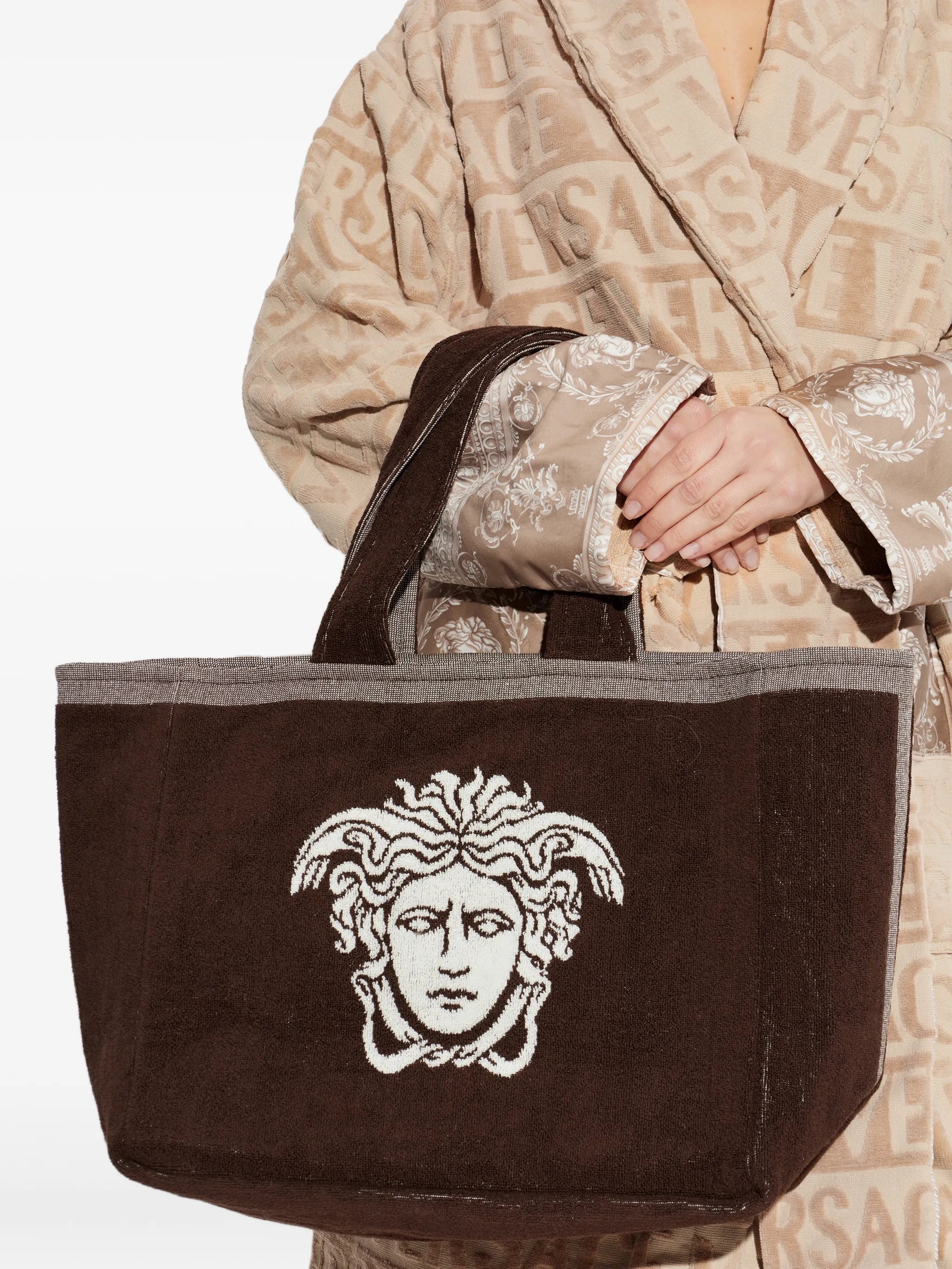 cotton-terry jacquard tote
