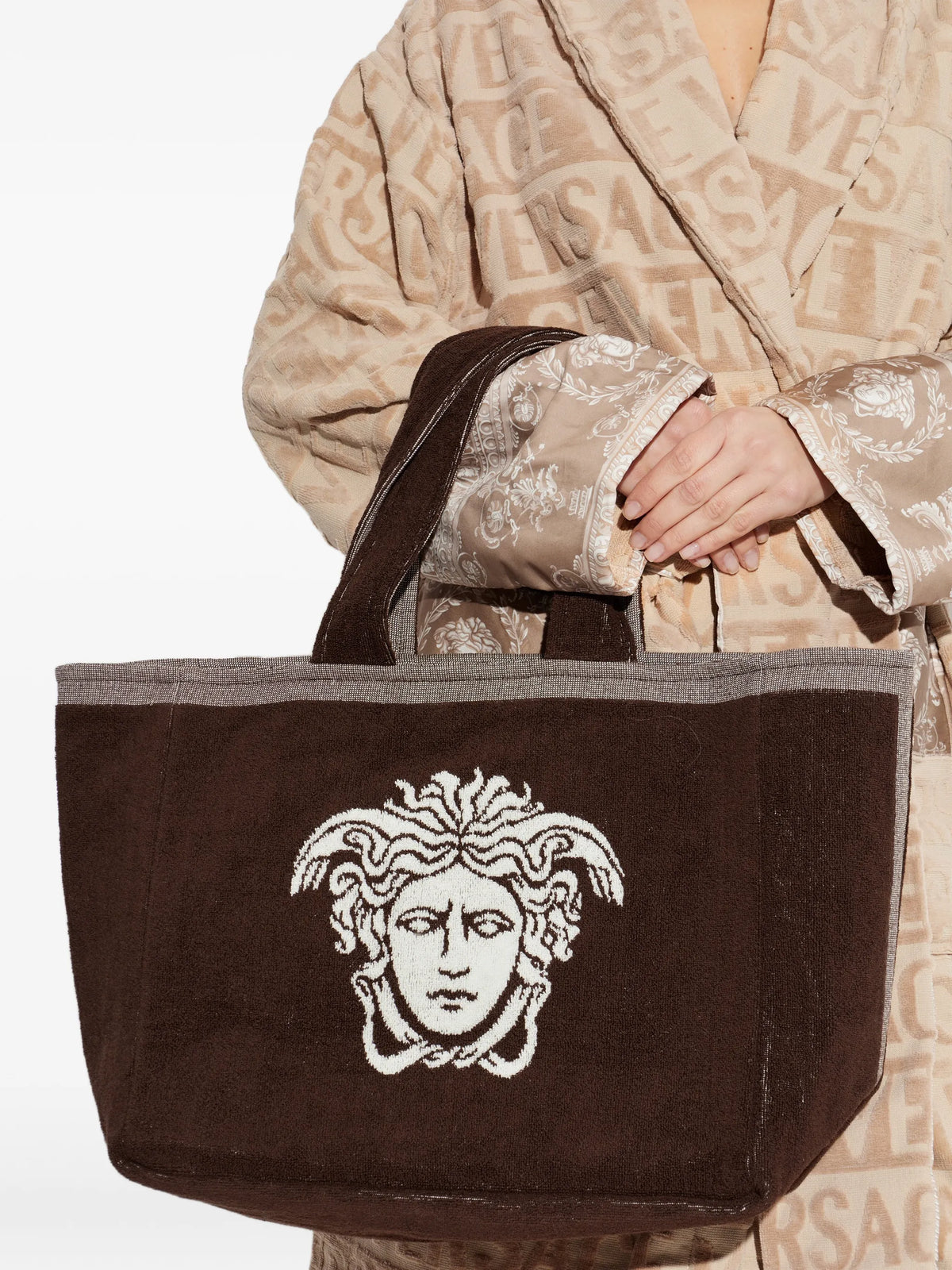 cotton-terry jacquard tote