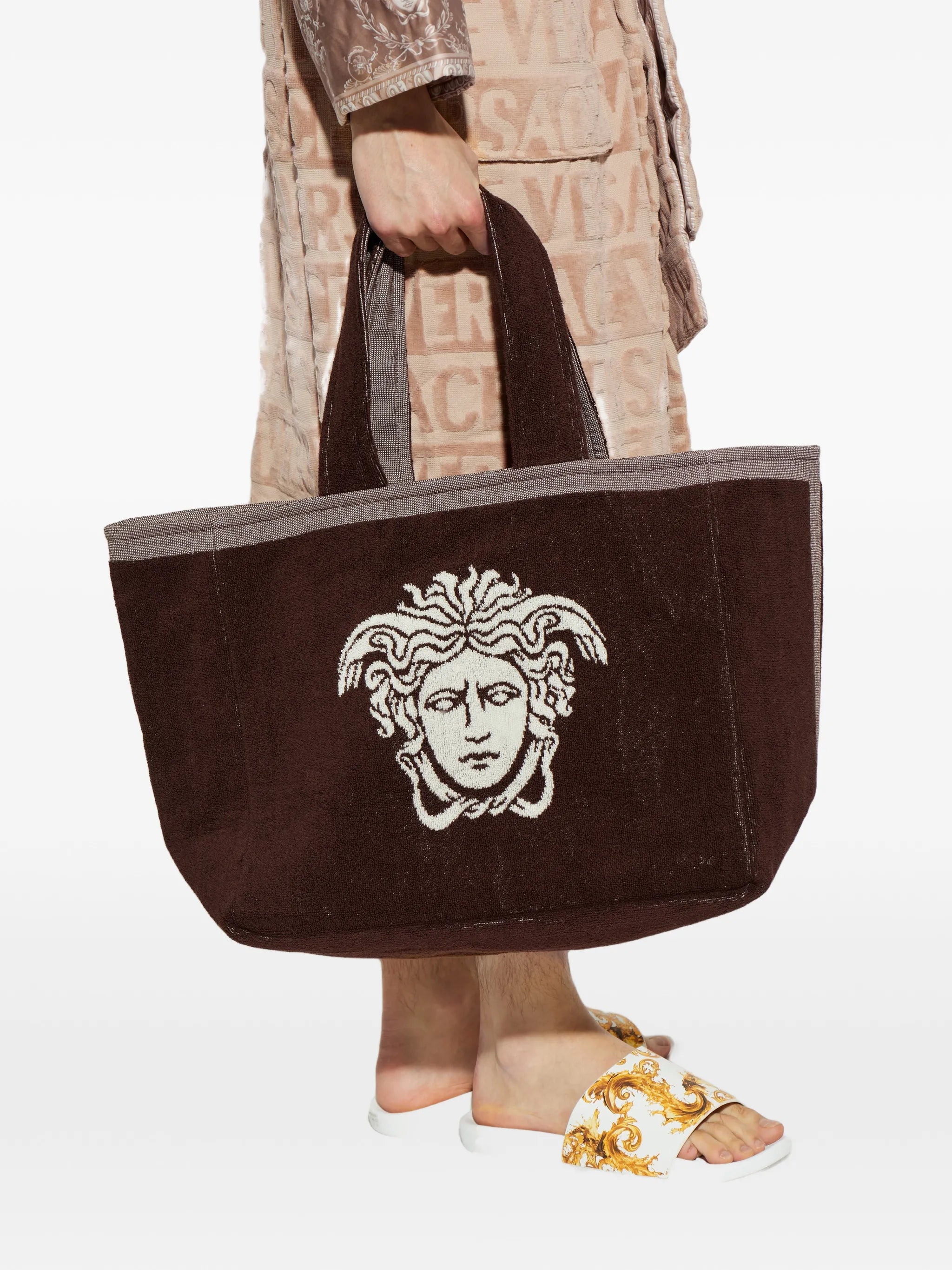 cotton-terry jacquard tote