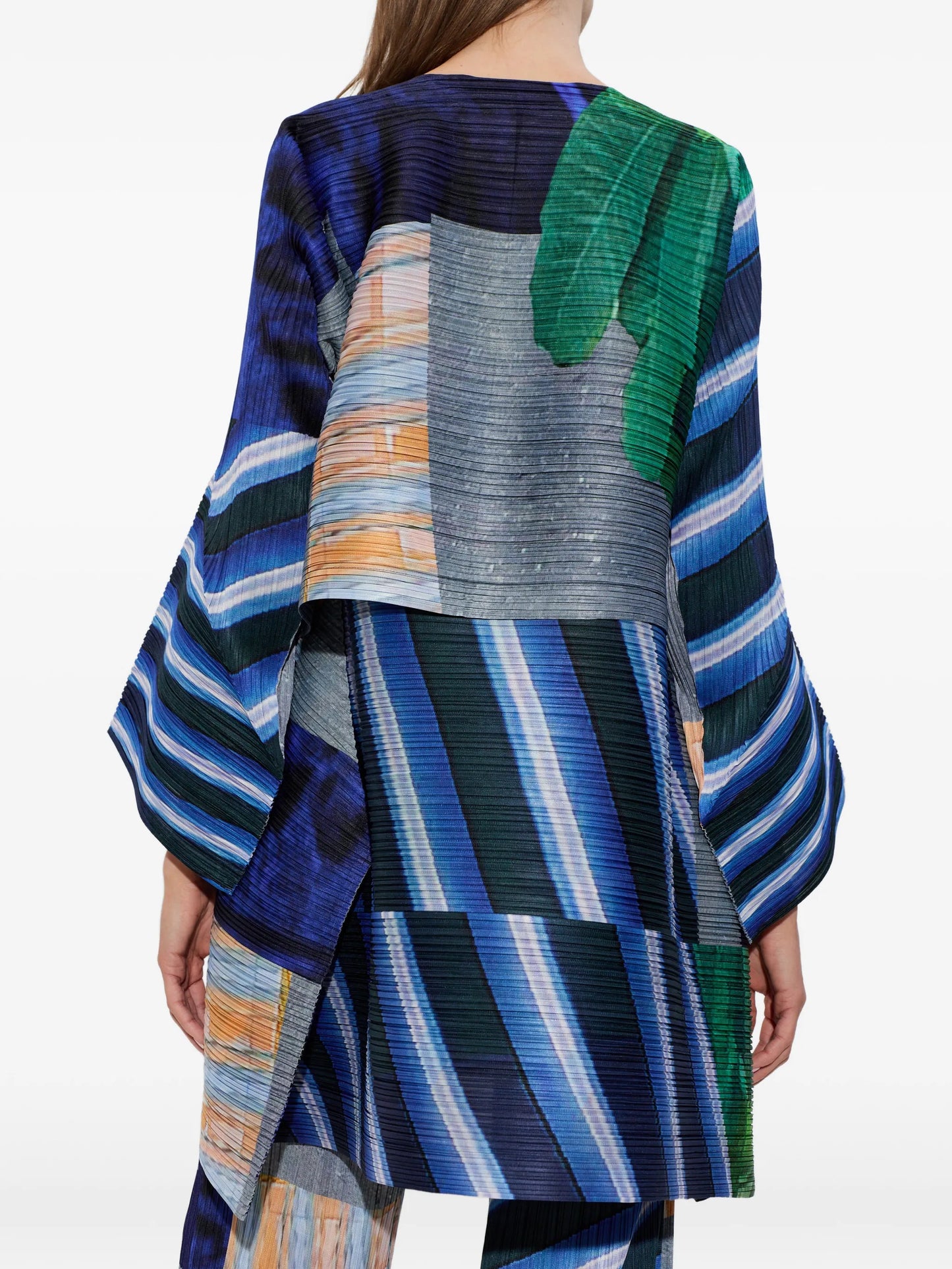 striped pleated cardigan