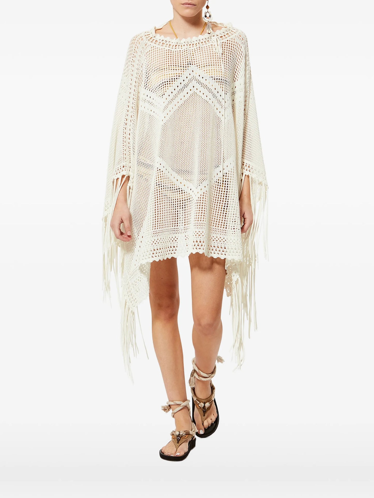 Metilia crochet fringed cape