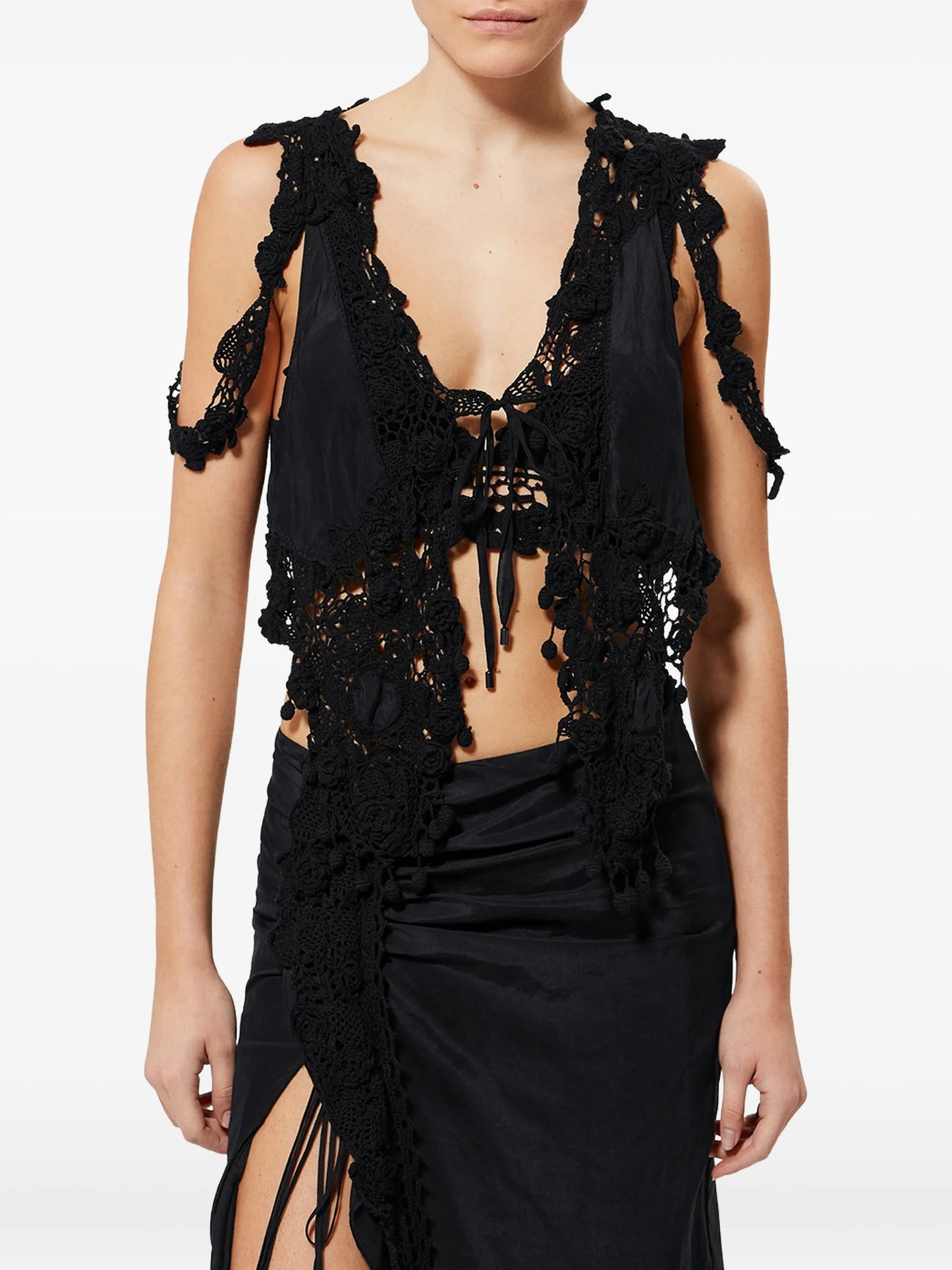 Vana crochet V-neck top