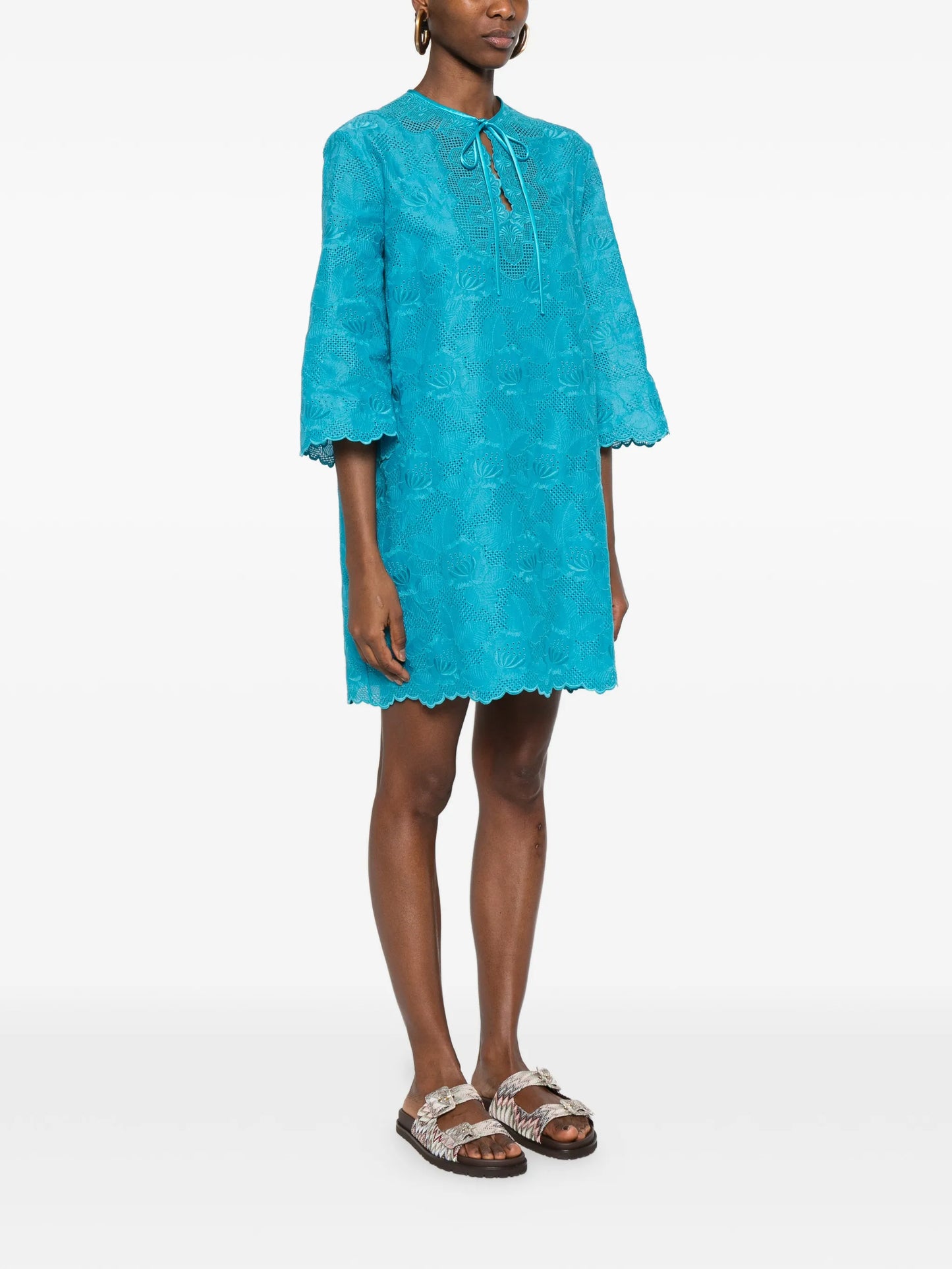 laced self-tie mini dress