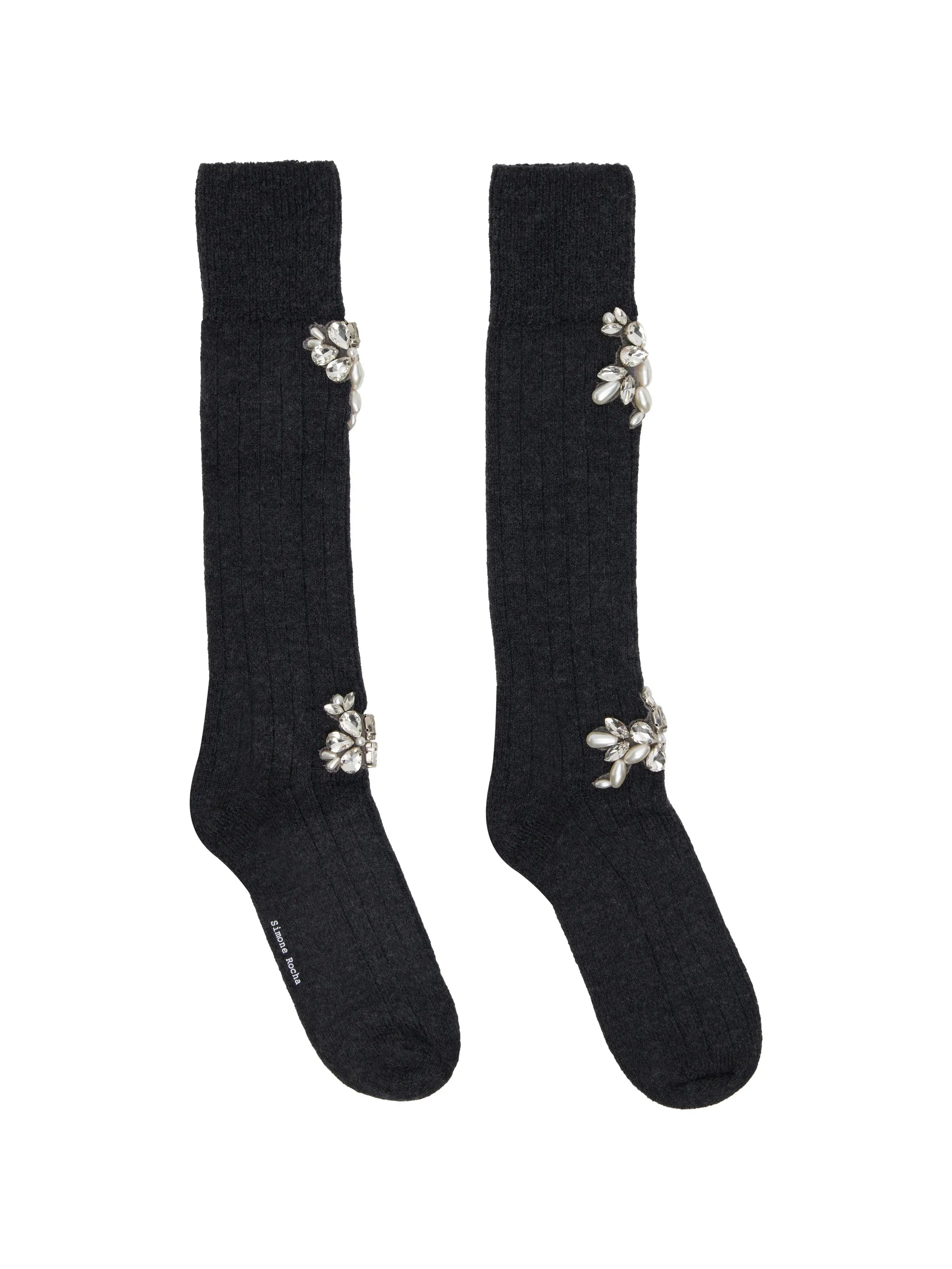 jewel-embellished ribbed socks