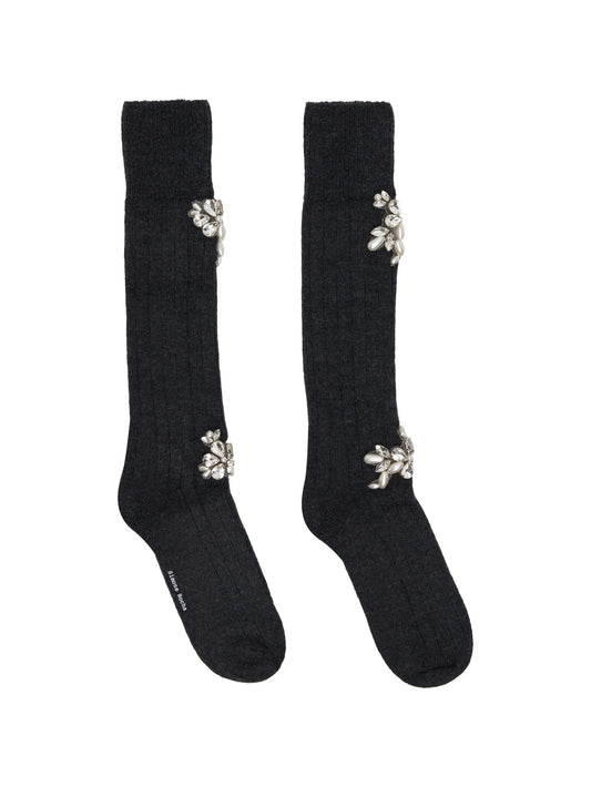jewel-embellished ribbed socks