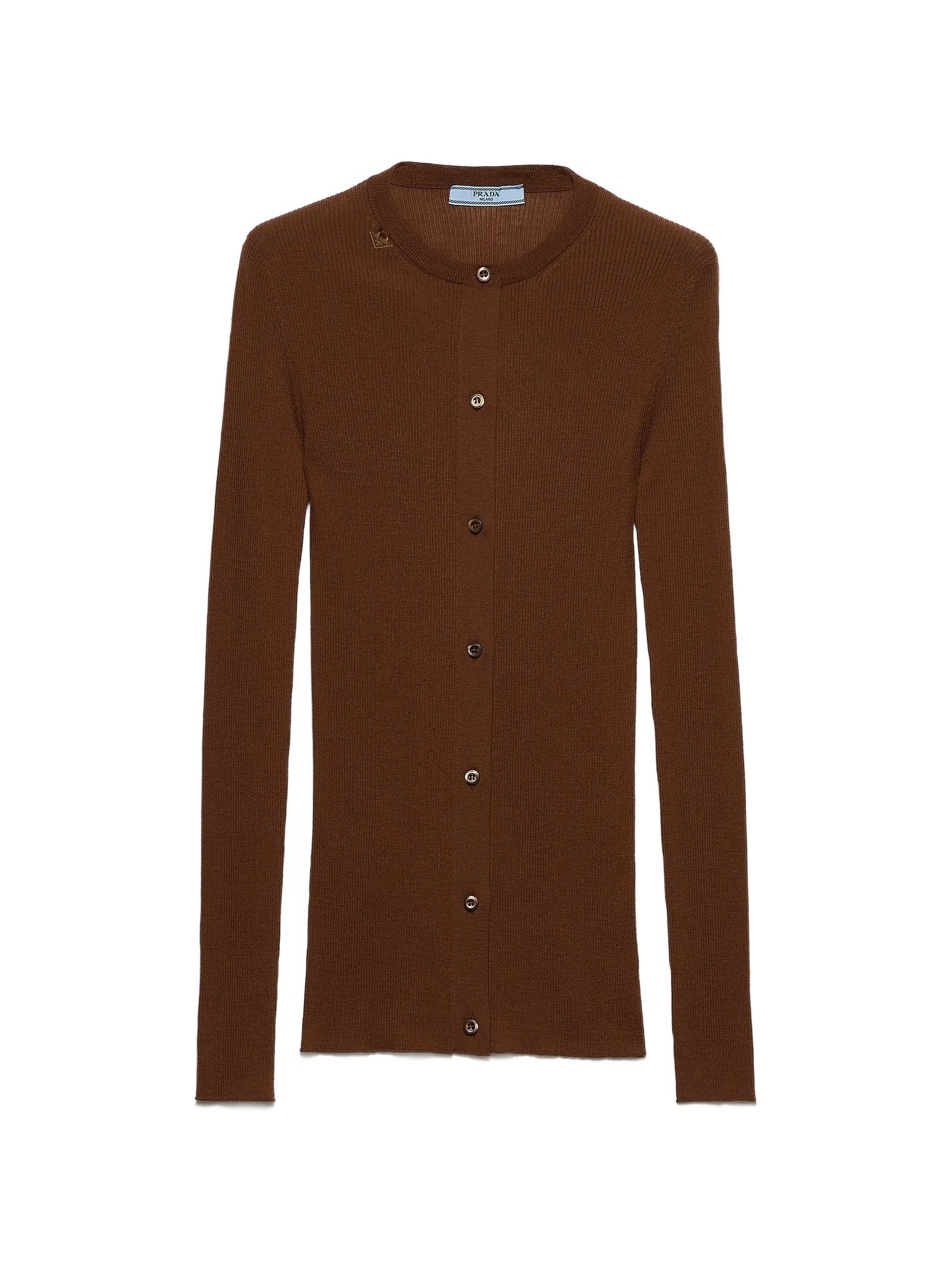 ribbed knit wool cardigan
