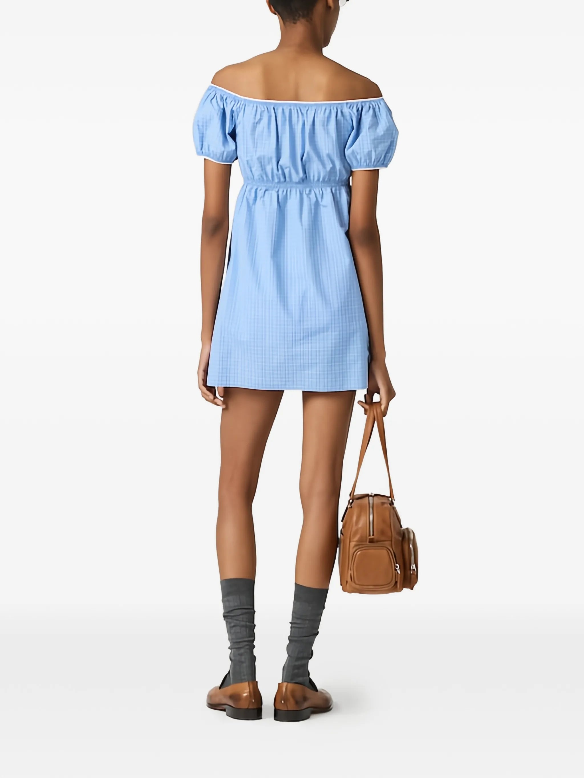 checked poplin mini-dress