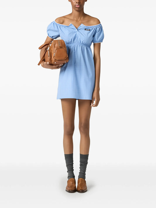 checked poplin mini-dress