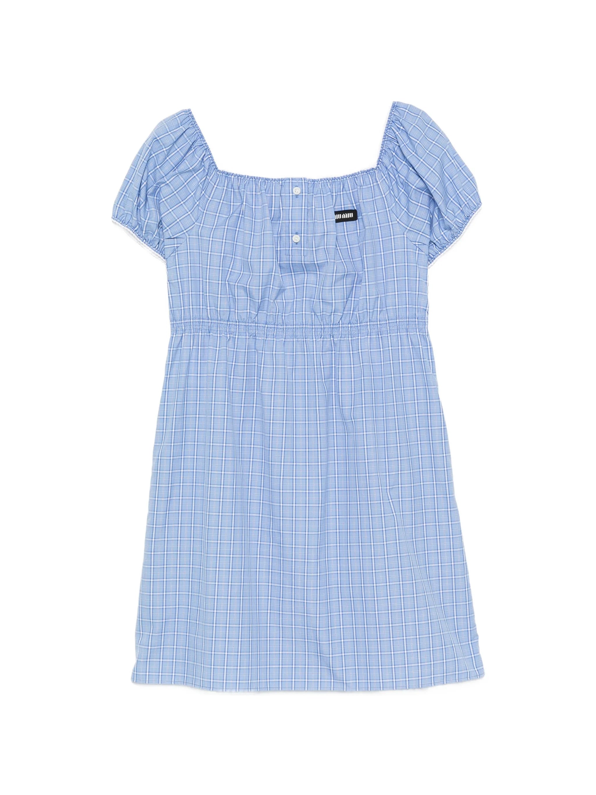 checked poplin mini-dress