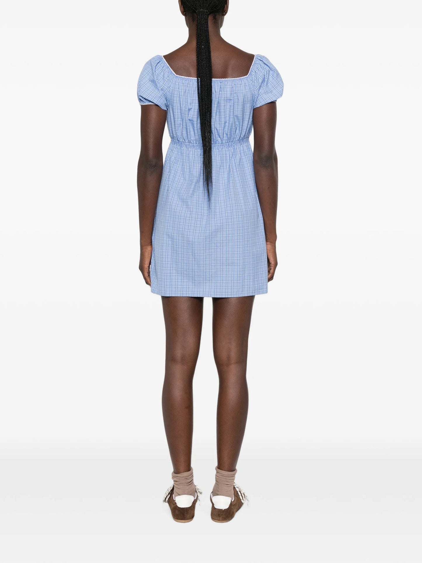 checked poplin mini-dress