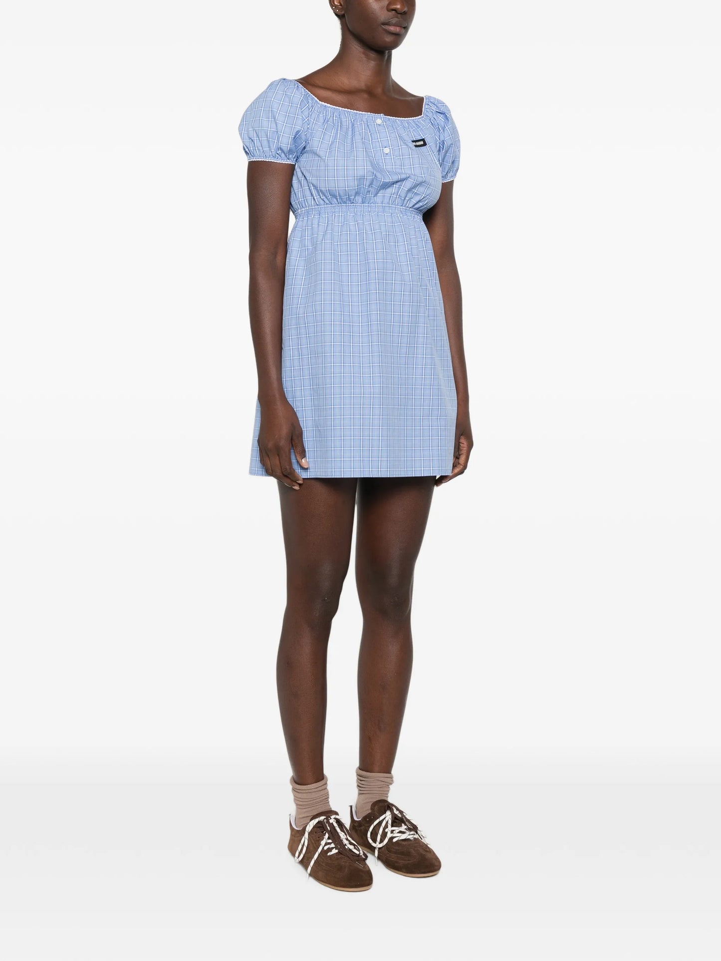 checked poplin mini-dress