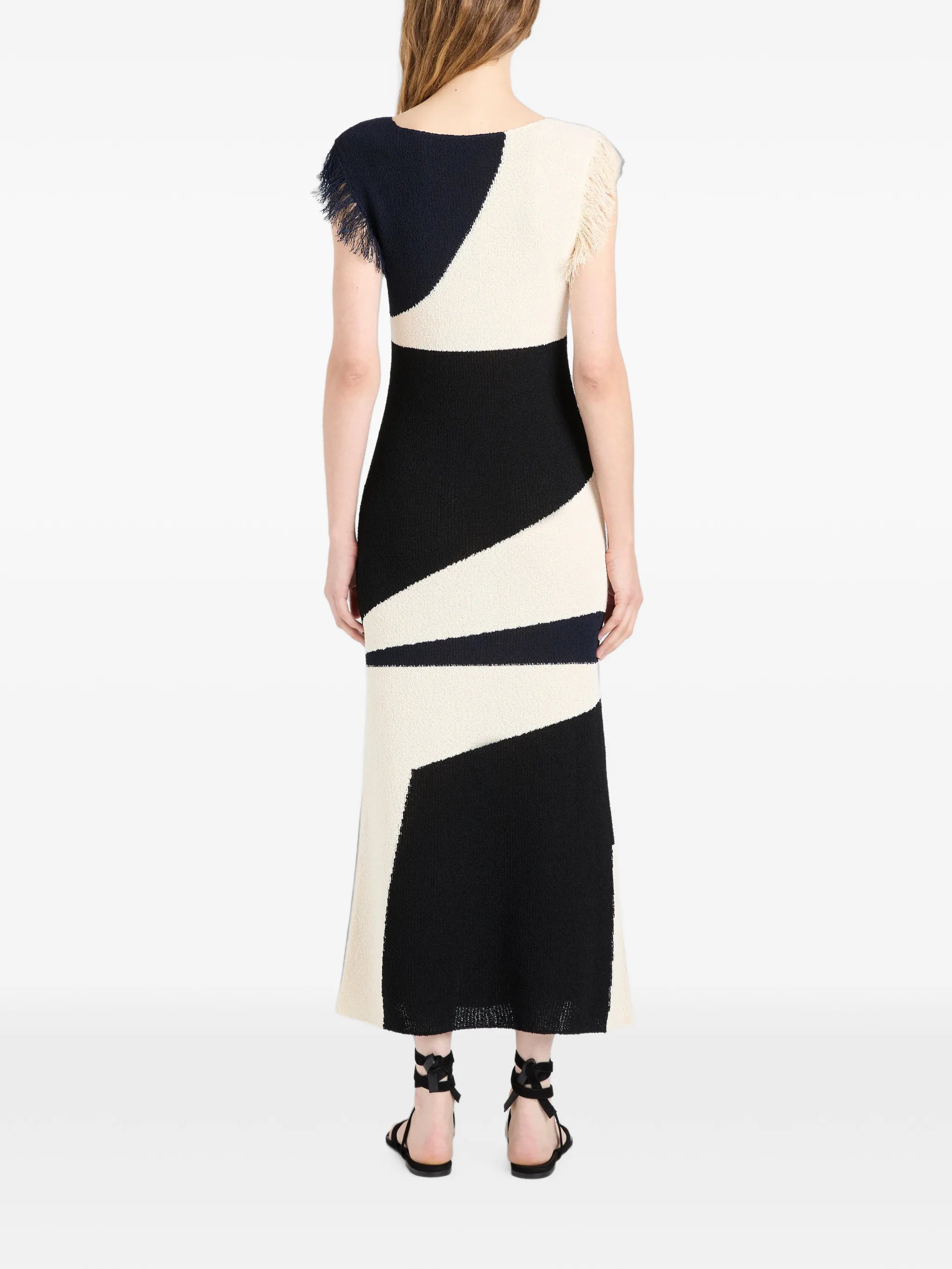 Saskia dress in textured fringe intarsia