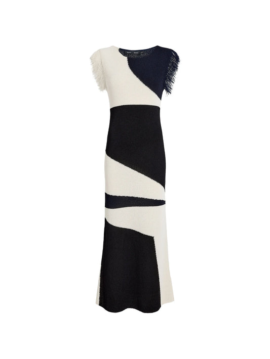 Saskia dress in textured fringe intarsia