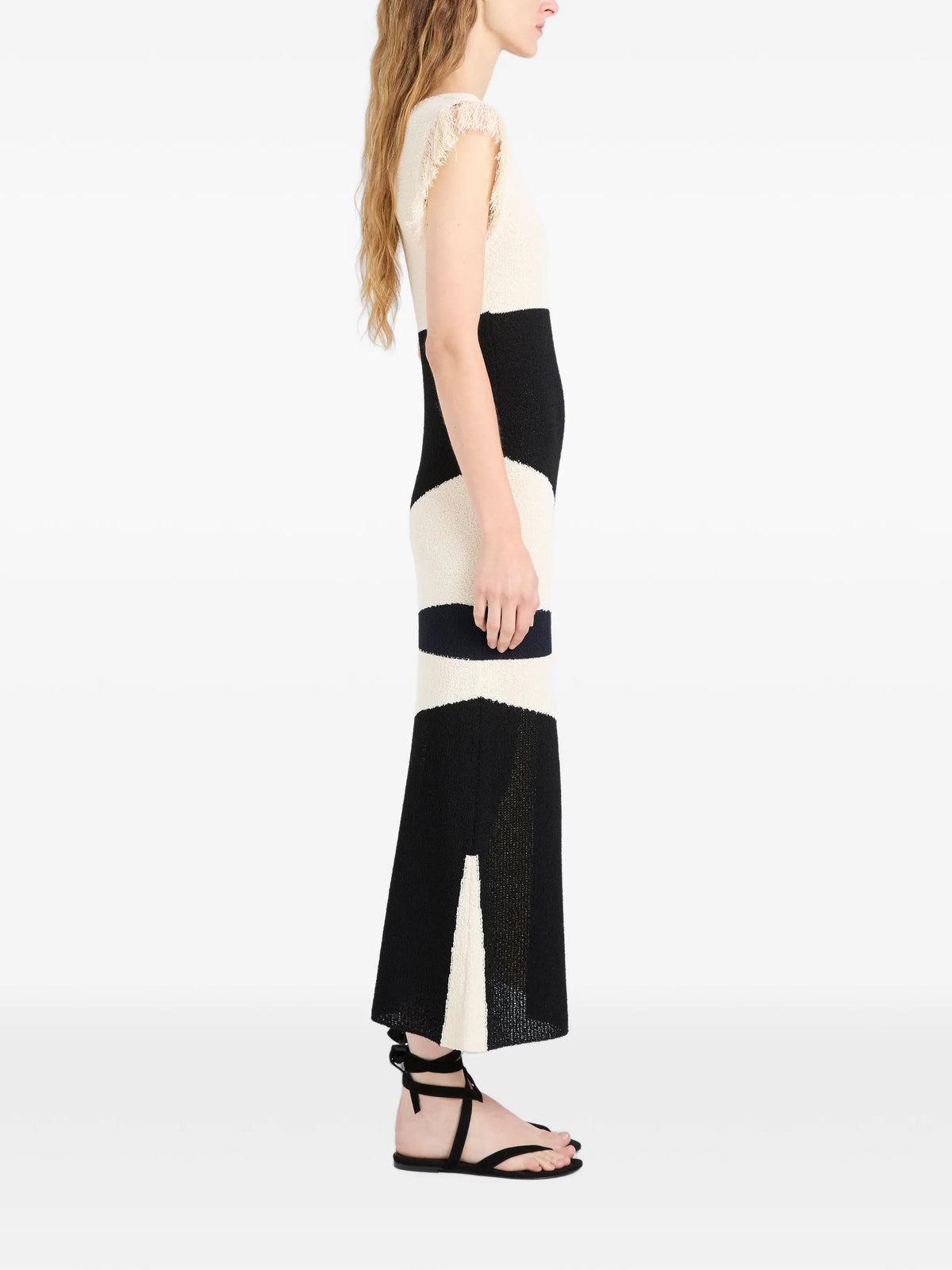 Saskia dress in textured fringe intarsia