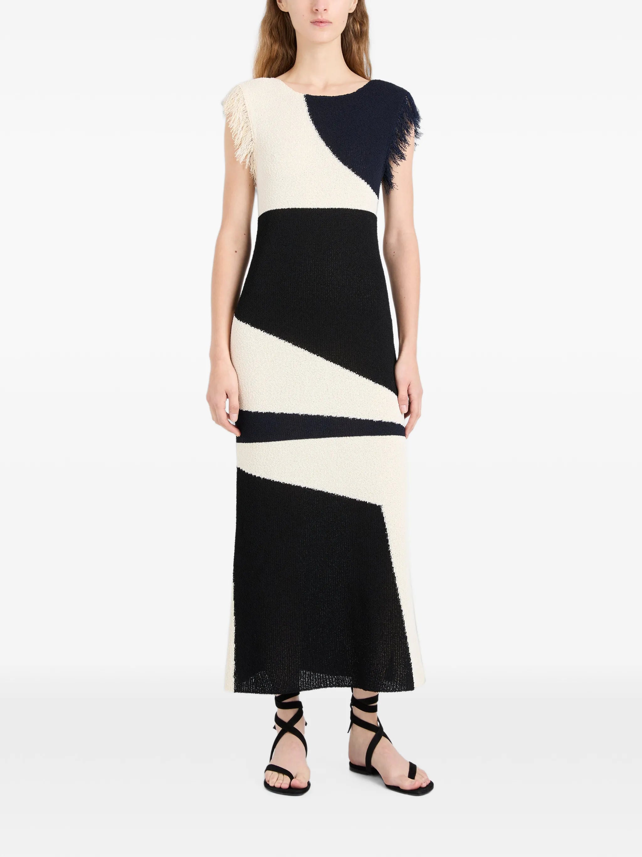 Saskia dress in textured fringe intarsia