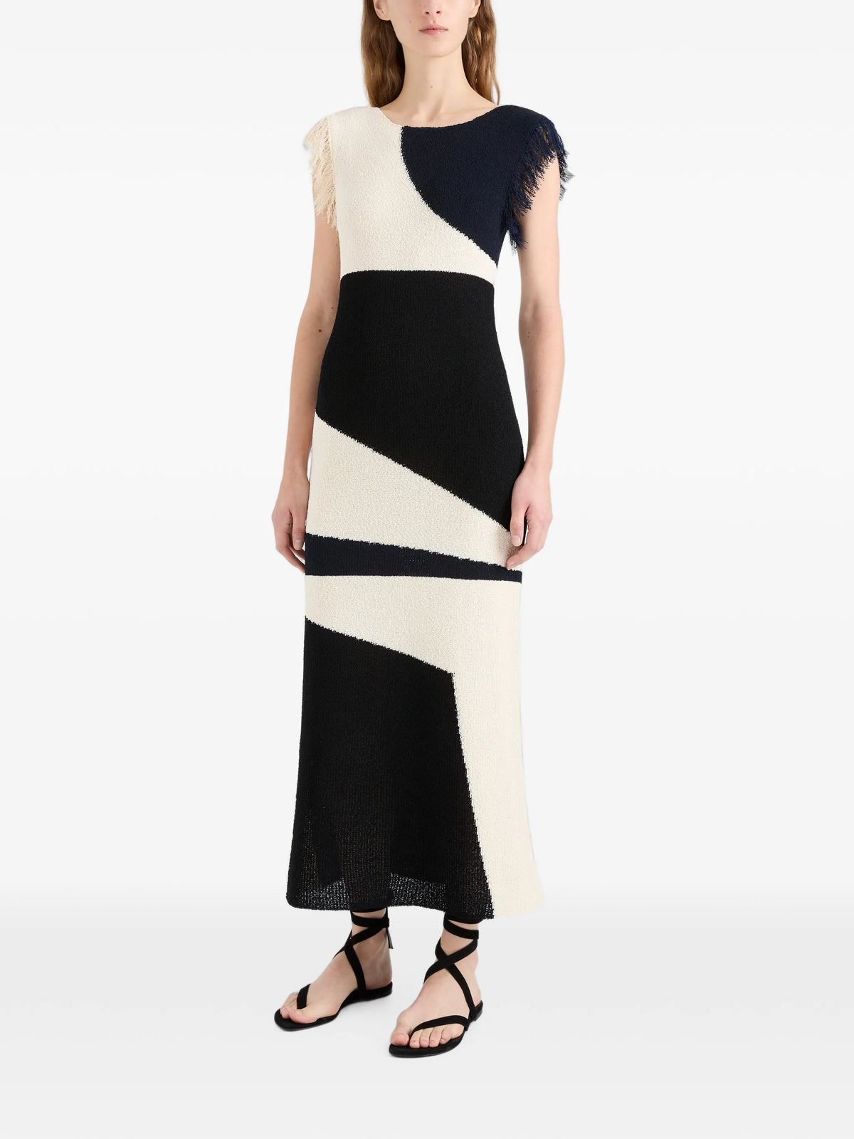 Saskia dress in textured fringe intarsia