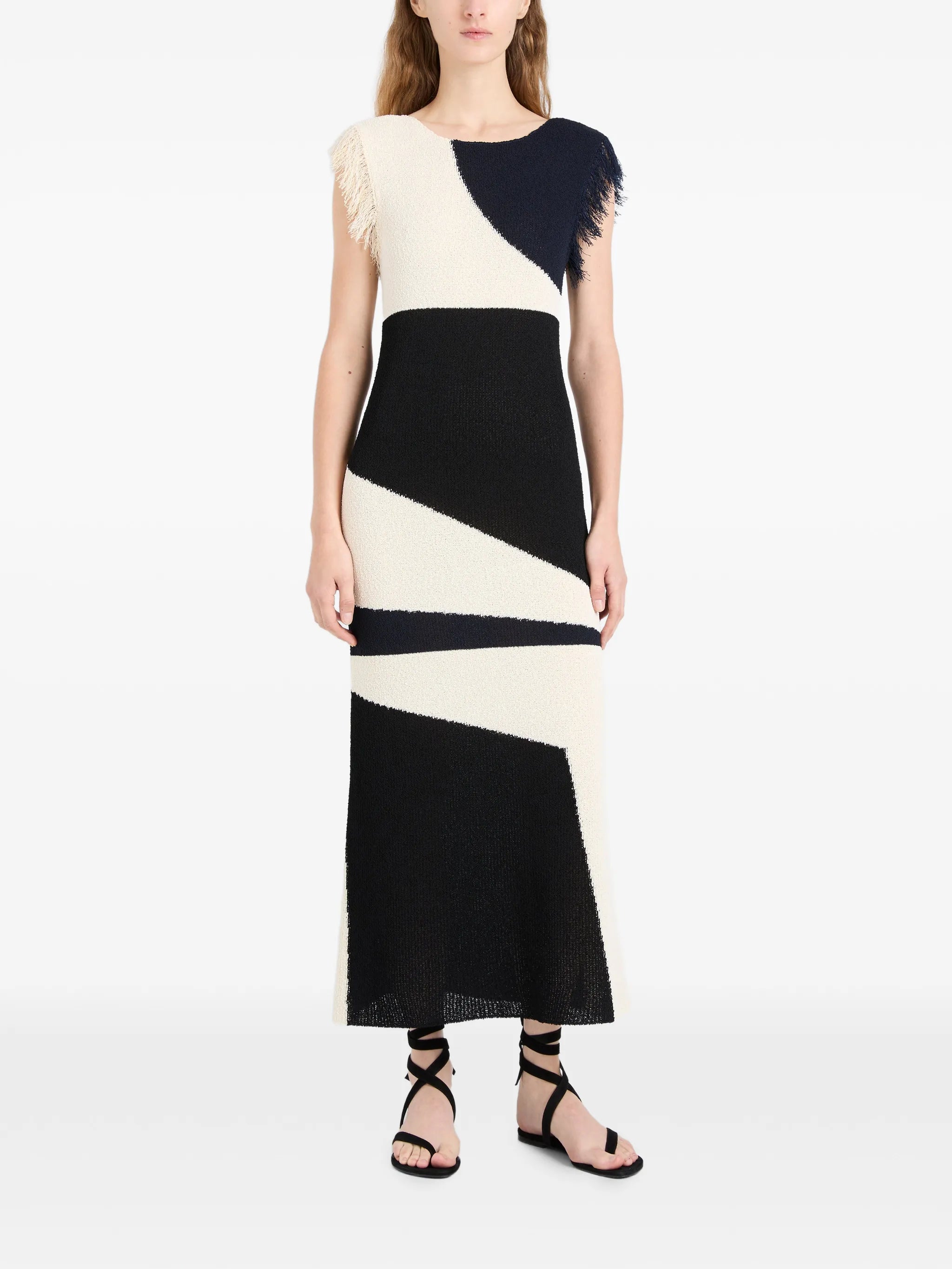 Saskia dress in textured fringe intarsia
