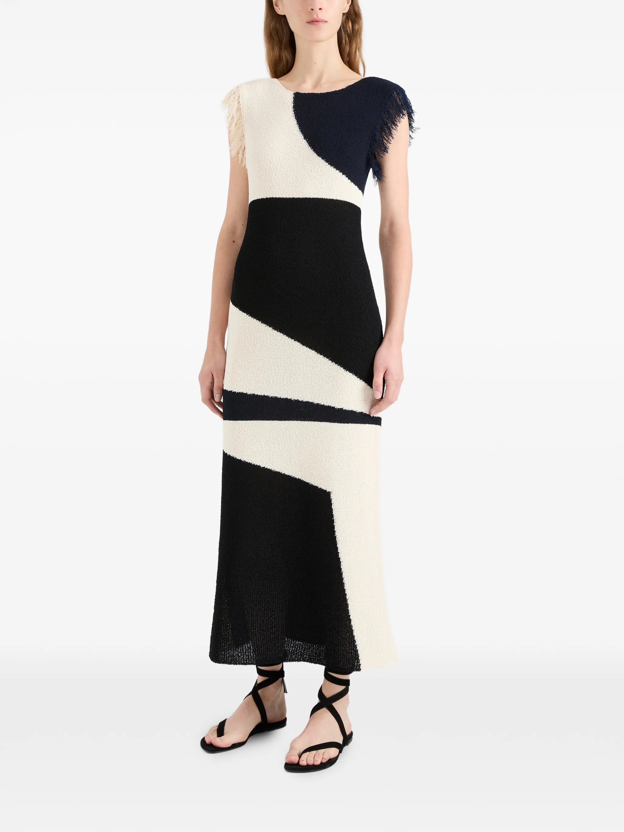 Saskia dress in textured fringe intarsia