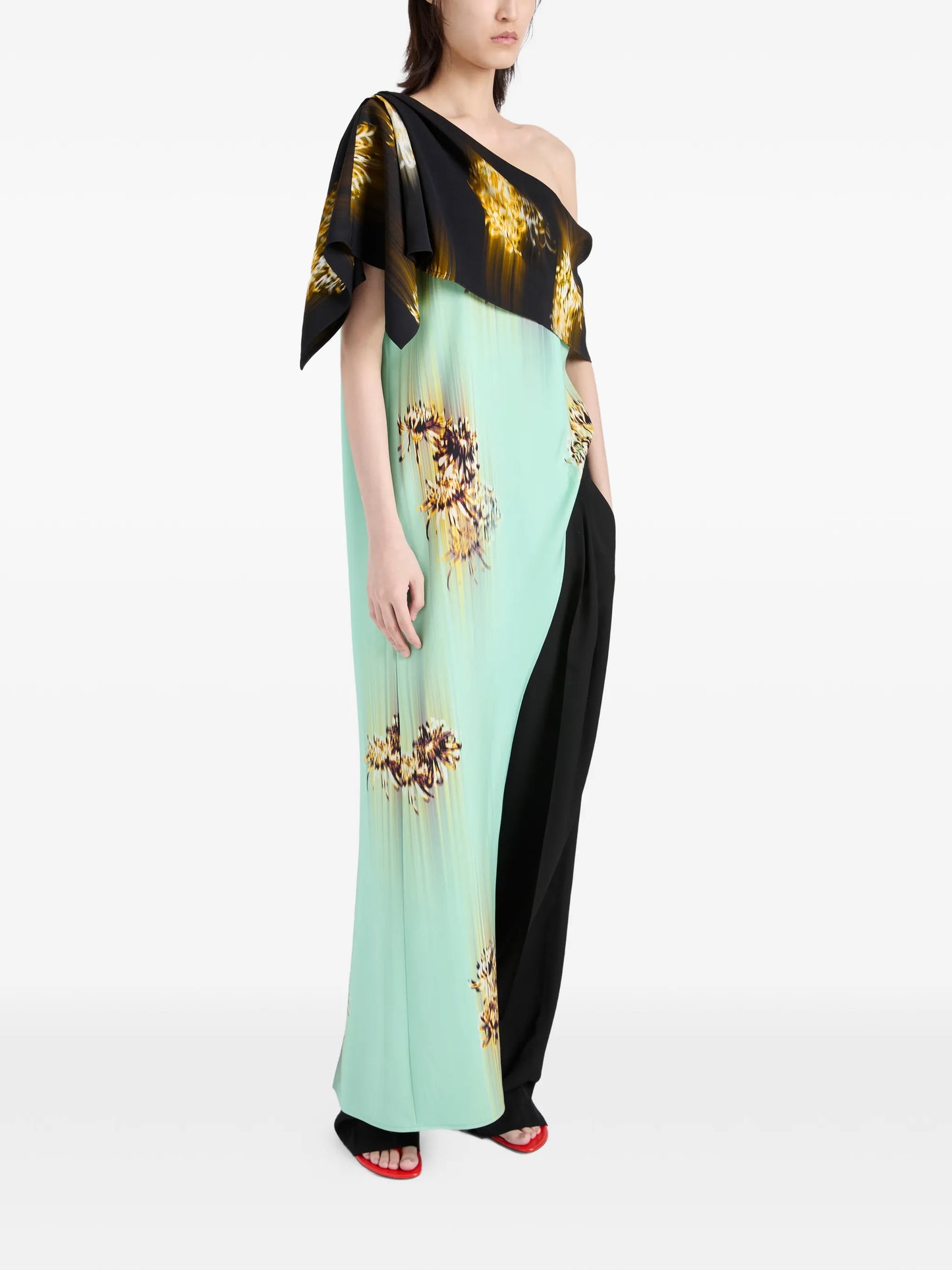 Haya one-shoulder printed top