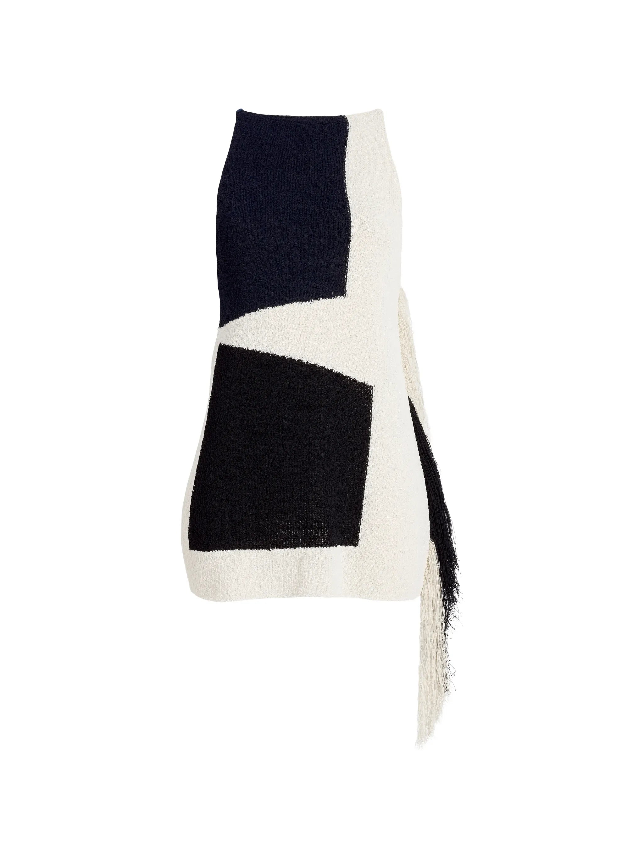 Saskia fringe-trimmed intarsia-knit top