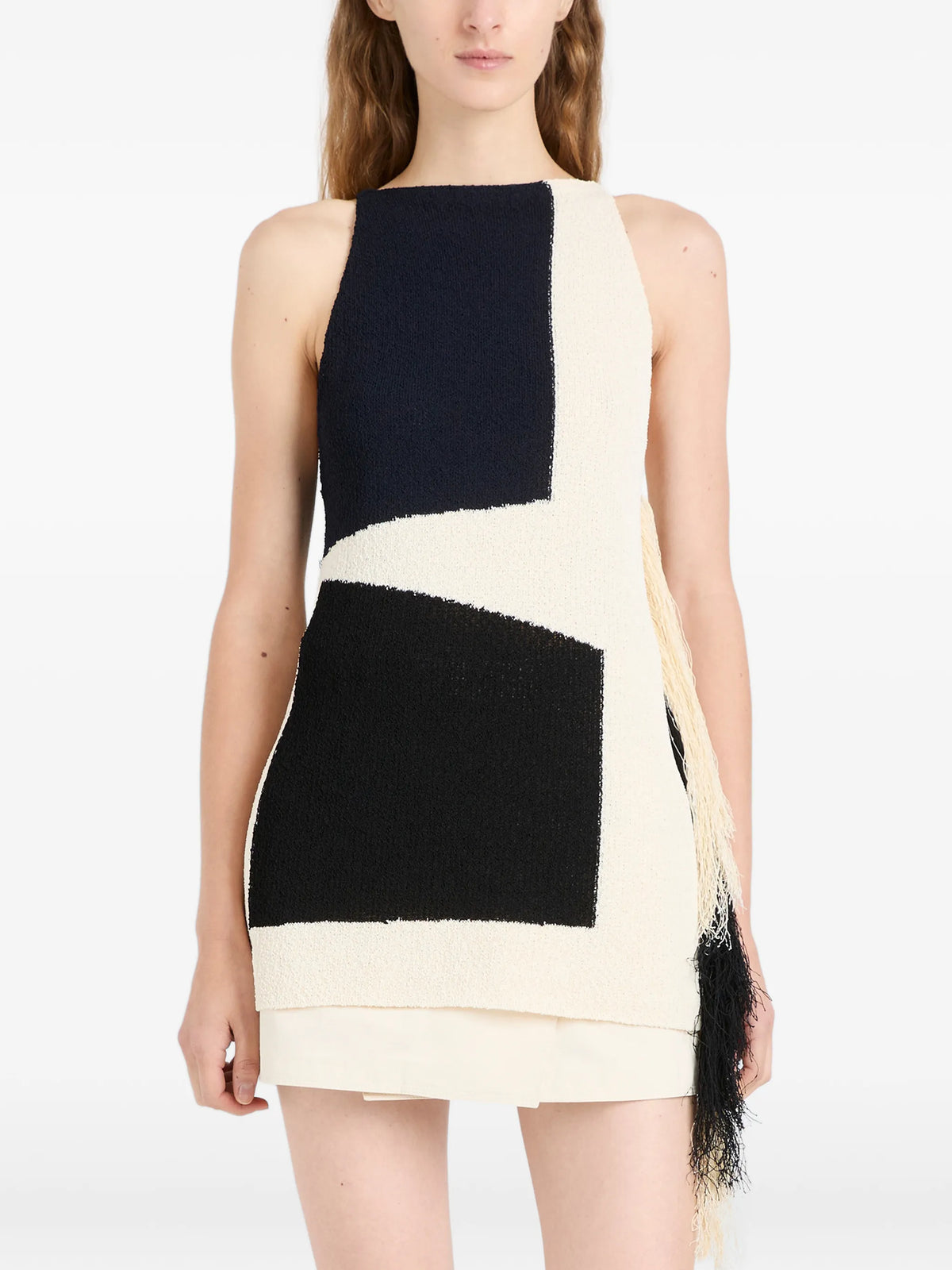 Saskia top in textured fringe intarsia