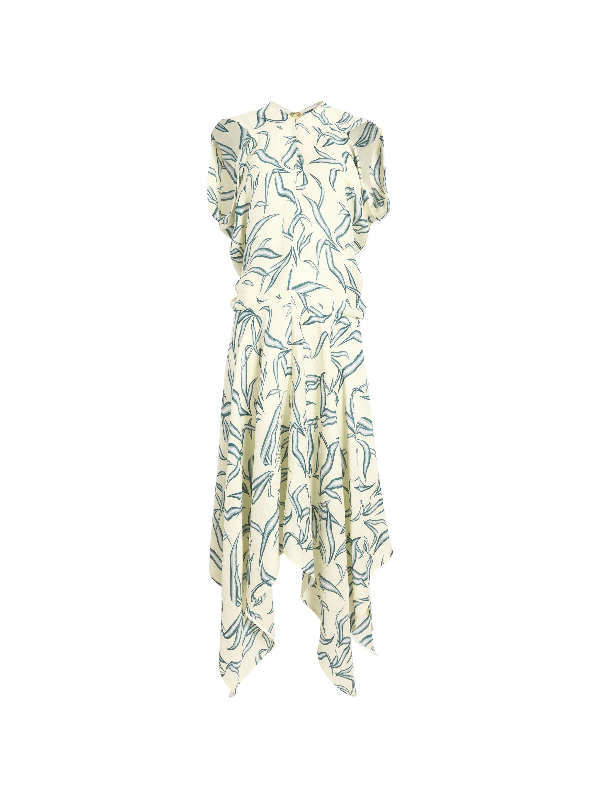 Sybella leaf-print handkerchief-hem midi dress