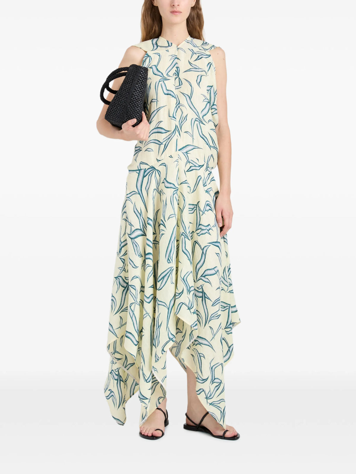 Sybella dress in metalasse silk linen