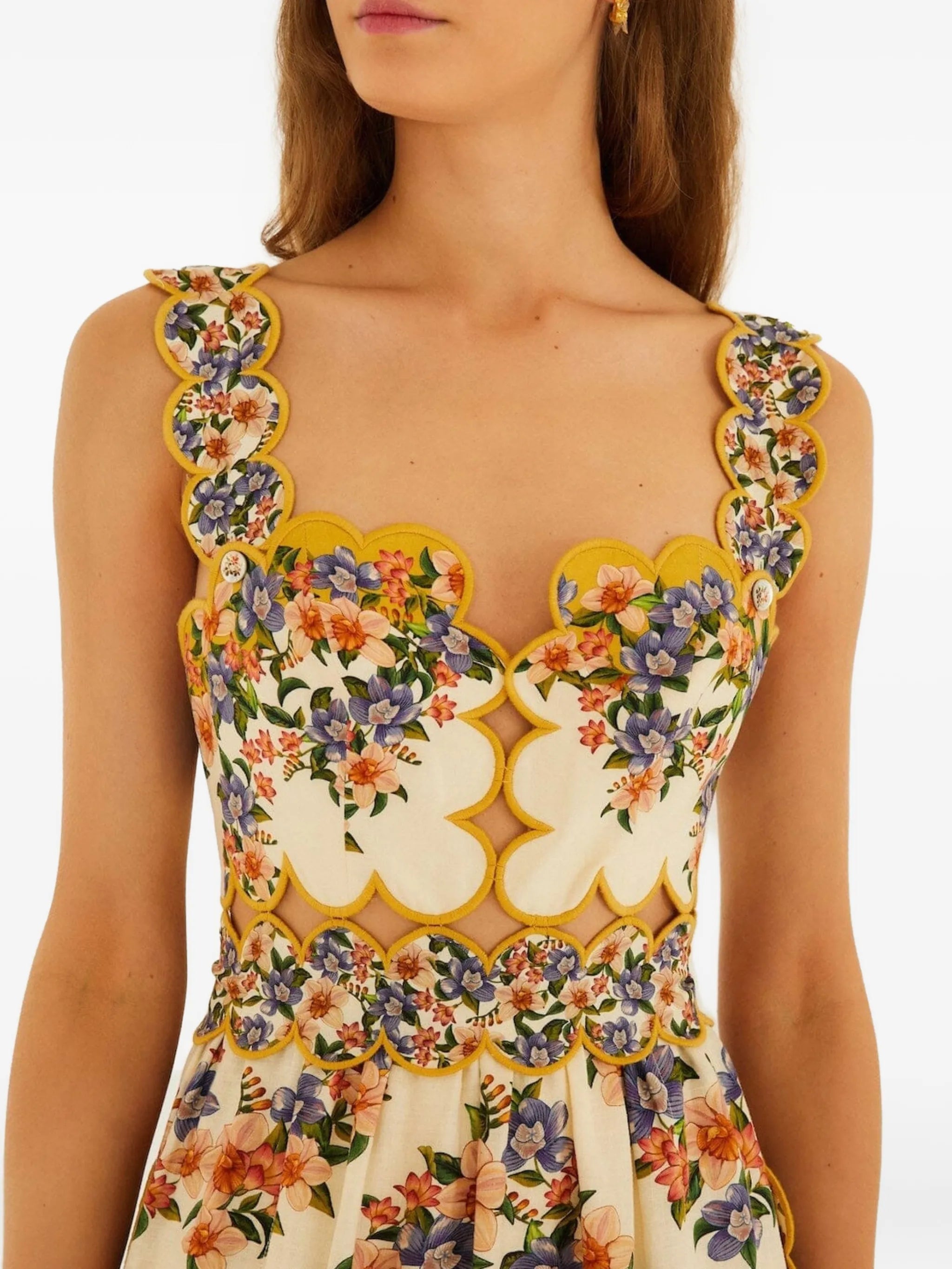 Hilo floral-print scalloped dress