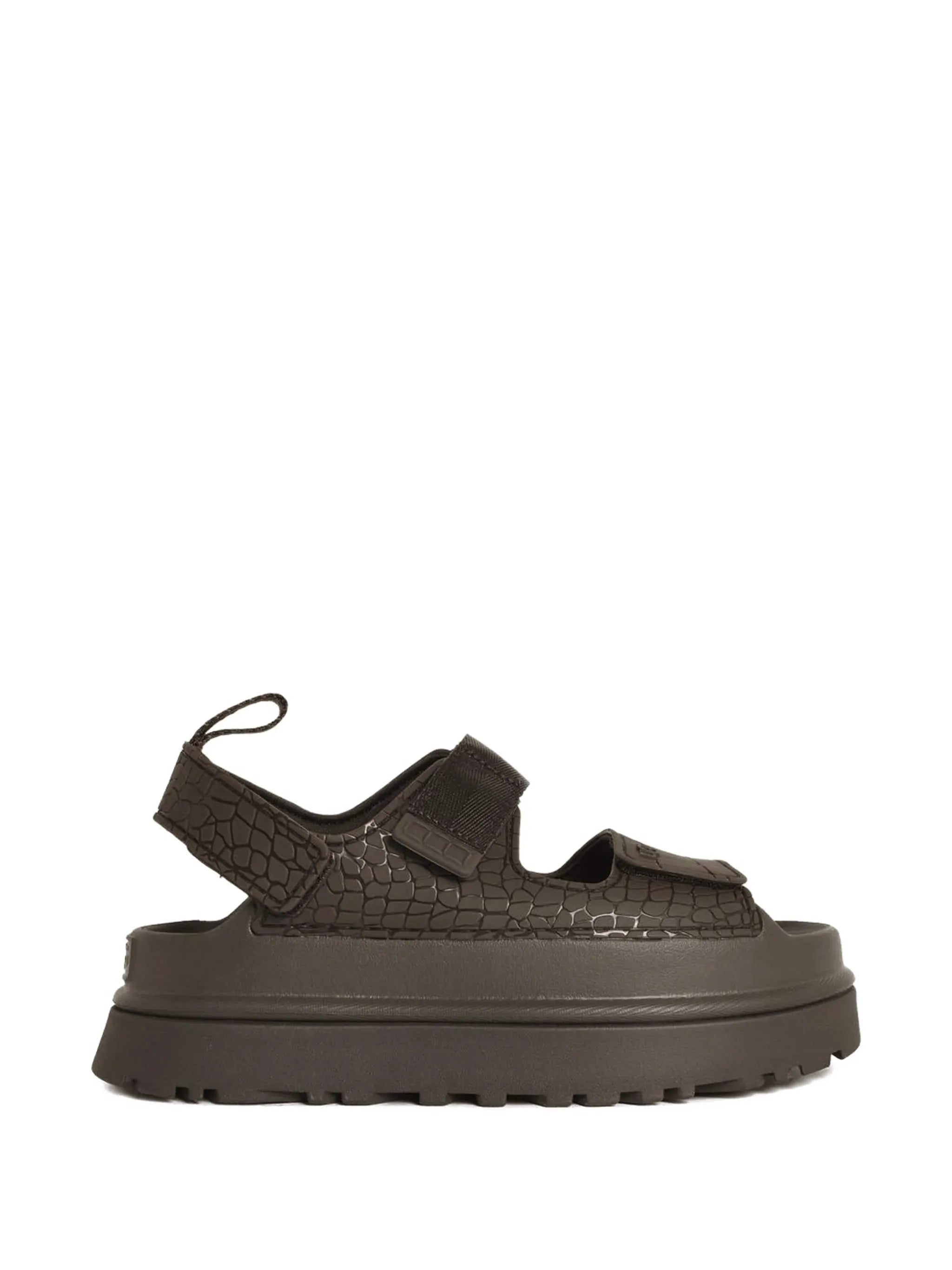 GoldenGlow embossed straps leather sandals