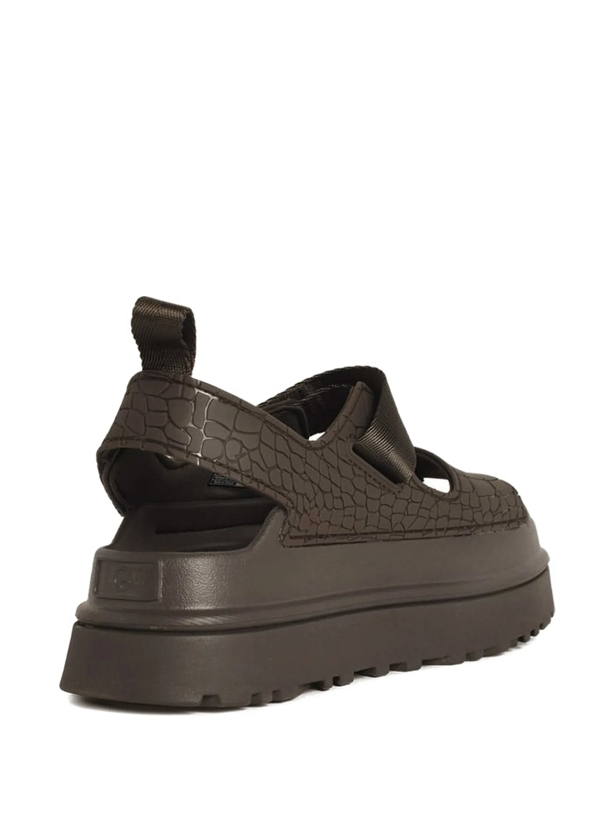 GoldenGlow embossed straps leather sandals