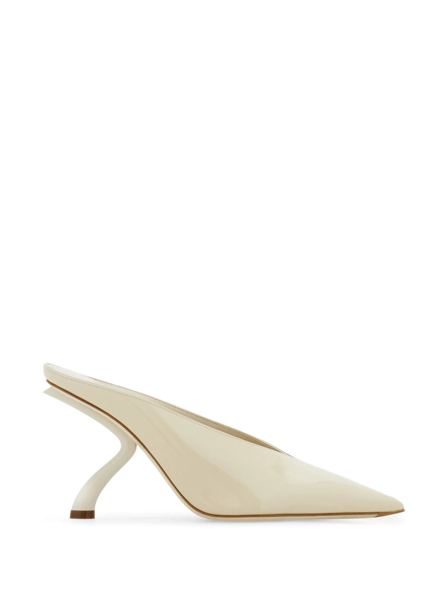 S-shaped heeled mules
