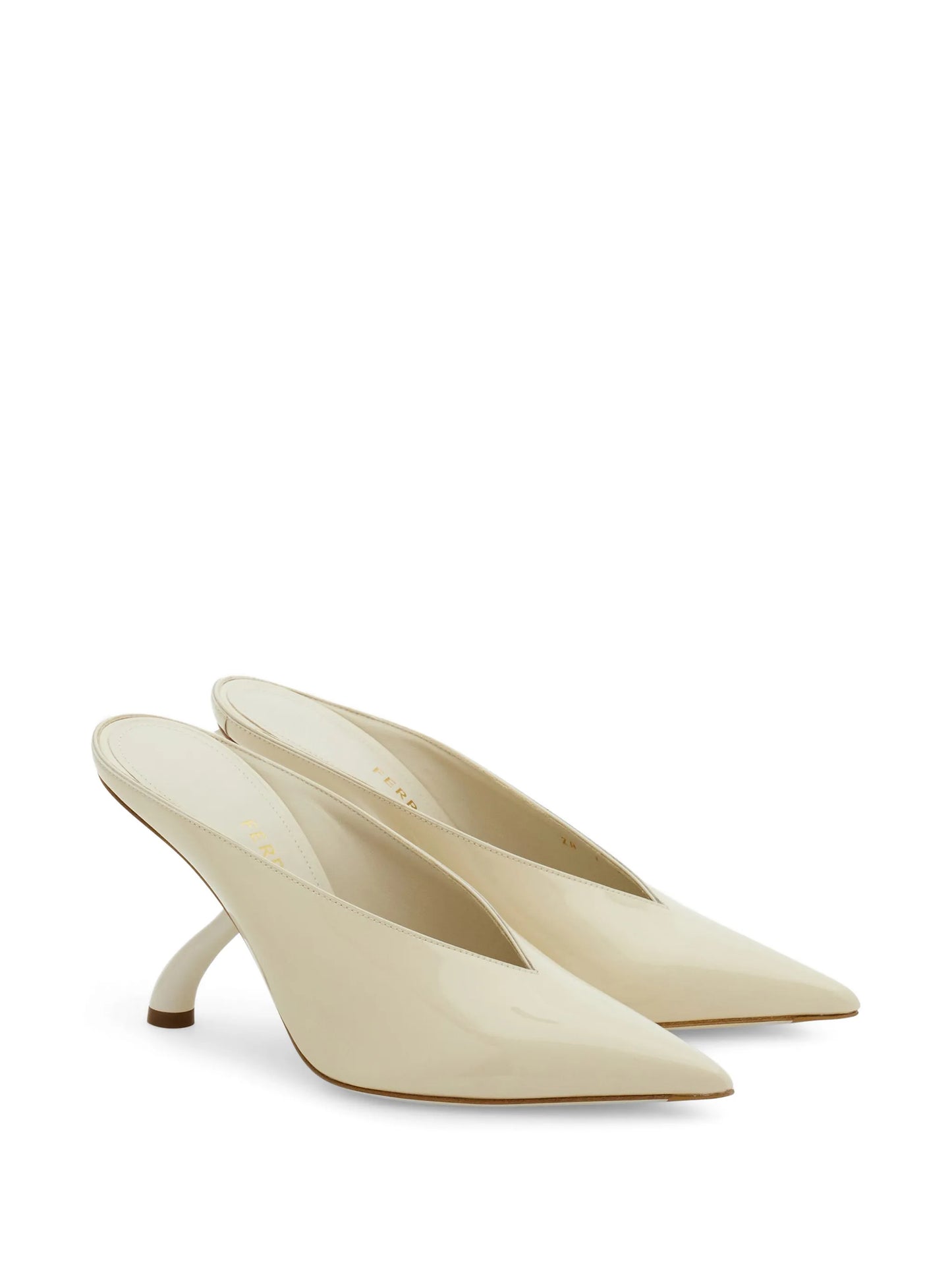 S-shaped heeled mules