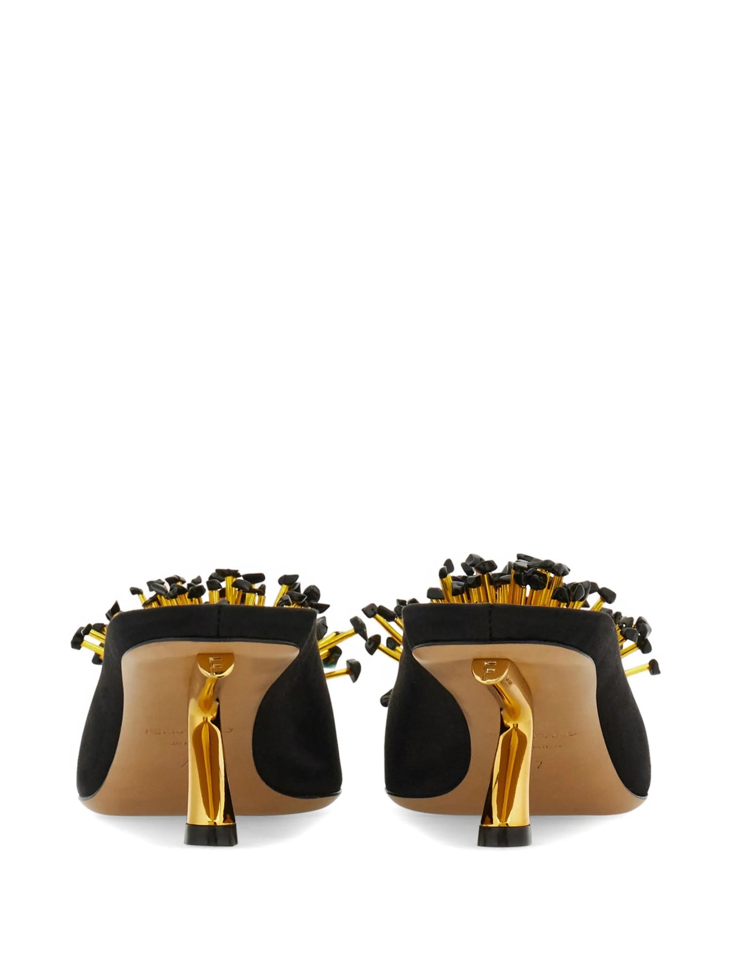 S-shaped heeled mules