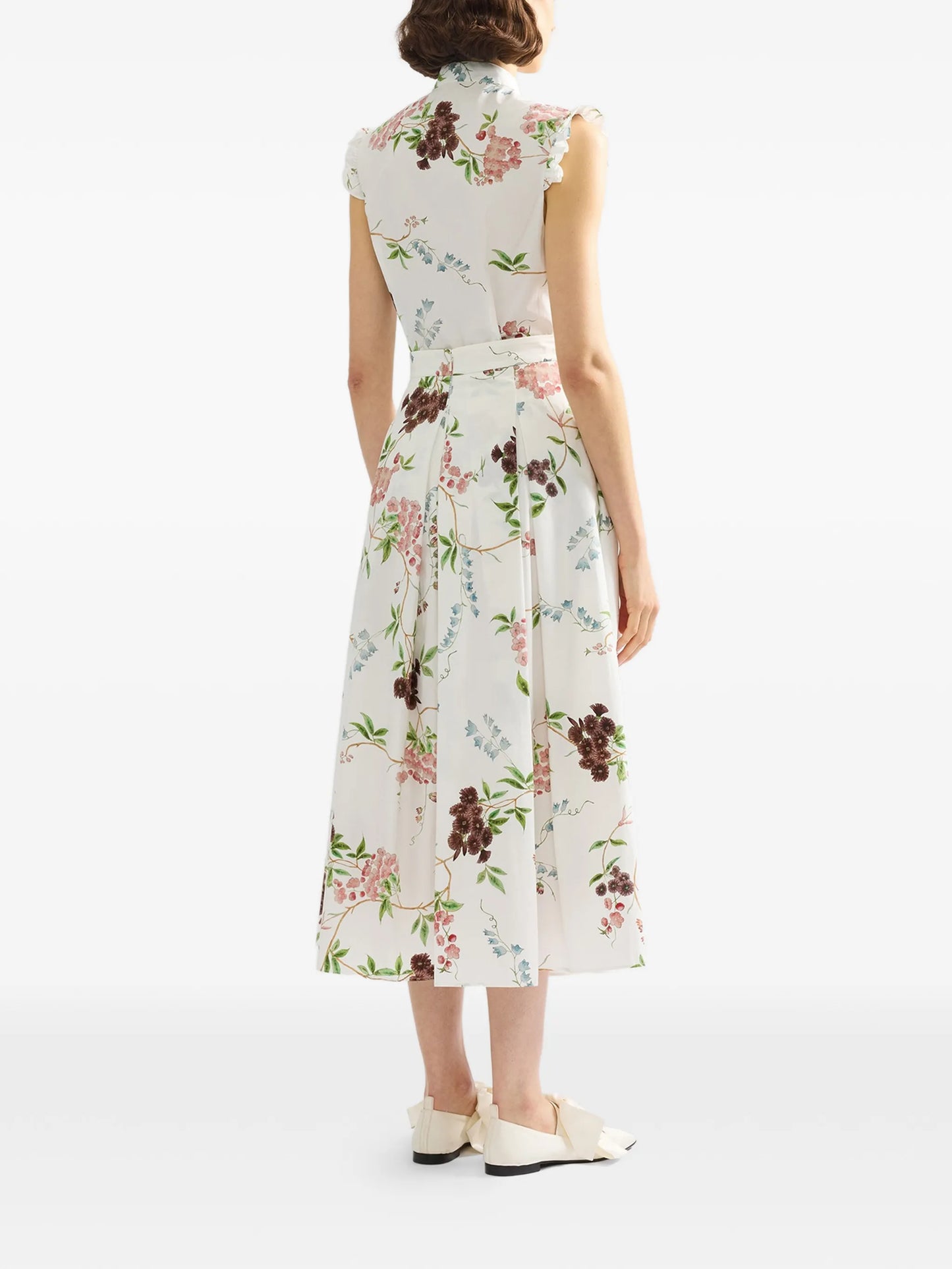 ruffled floral-print shirt