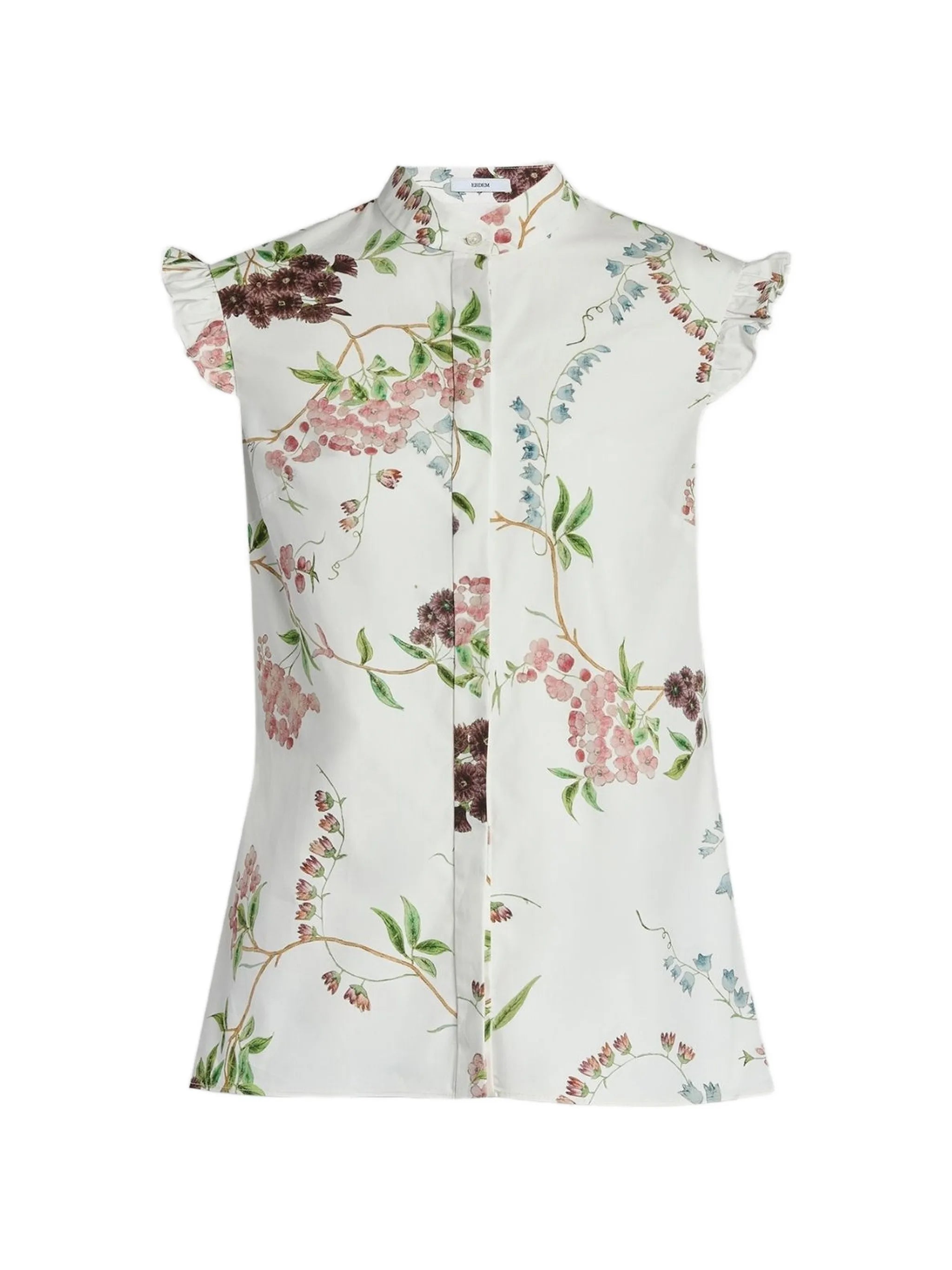 ruffled floral-print shirt