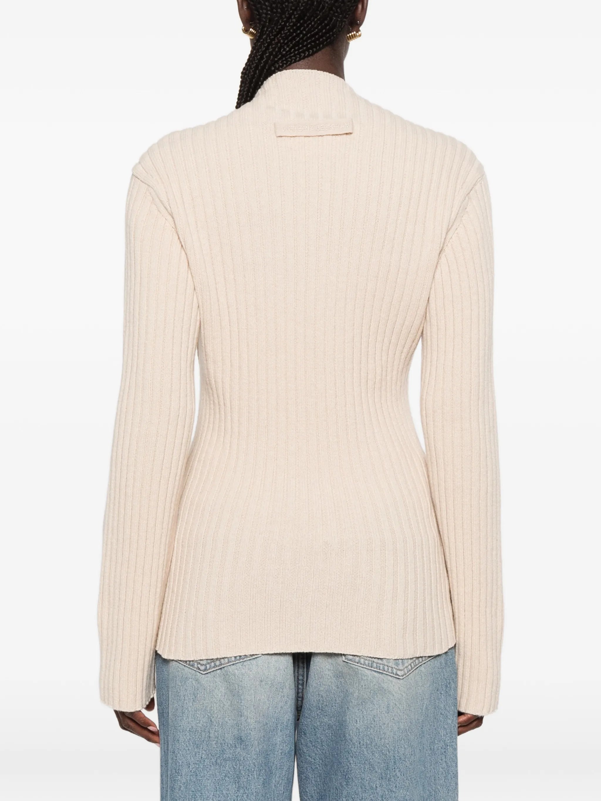 ribbed-knit slit-hem sweater